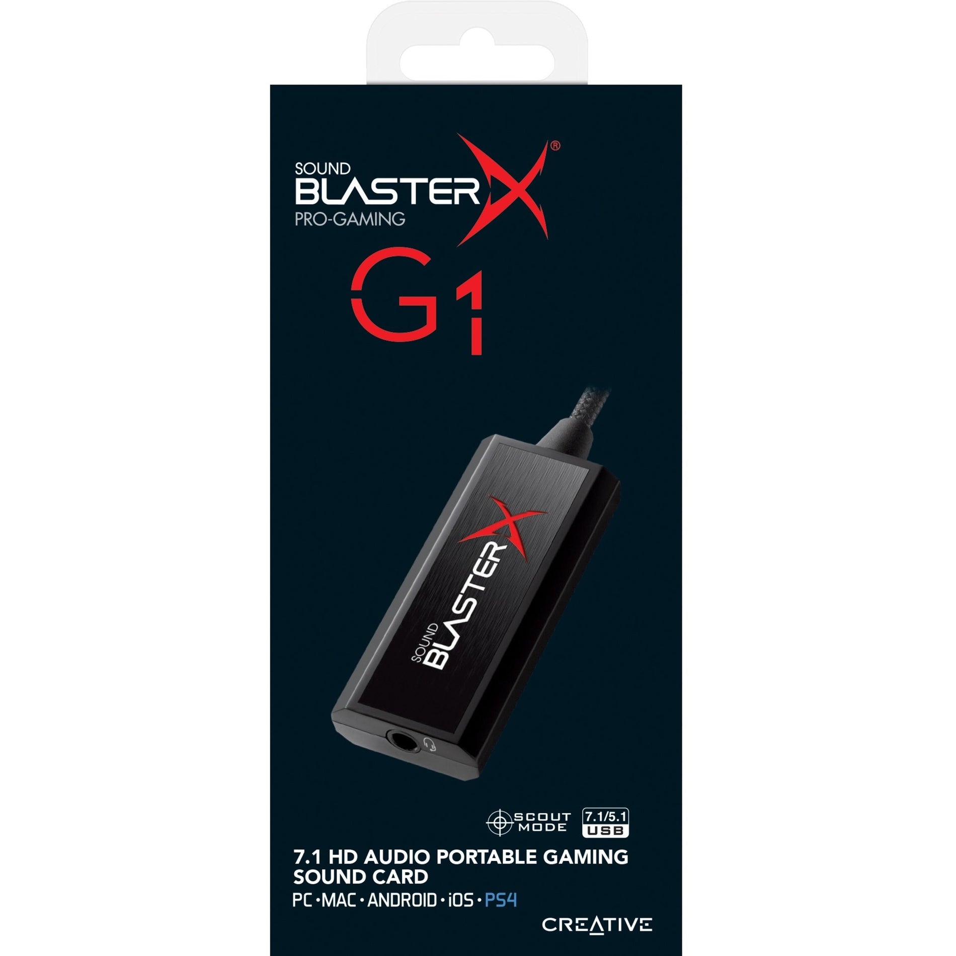 Creative 70SB171000000 Sound BlasterX G1 7.1 Portable Sound Card with Headphone Amplifier, USB 3.0, 24-bit DAC, Black