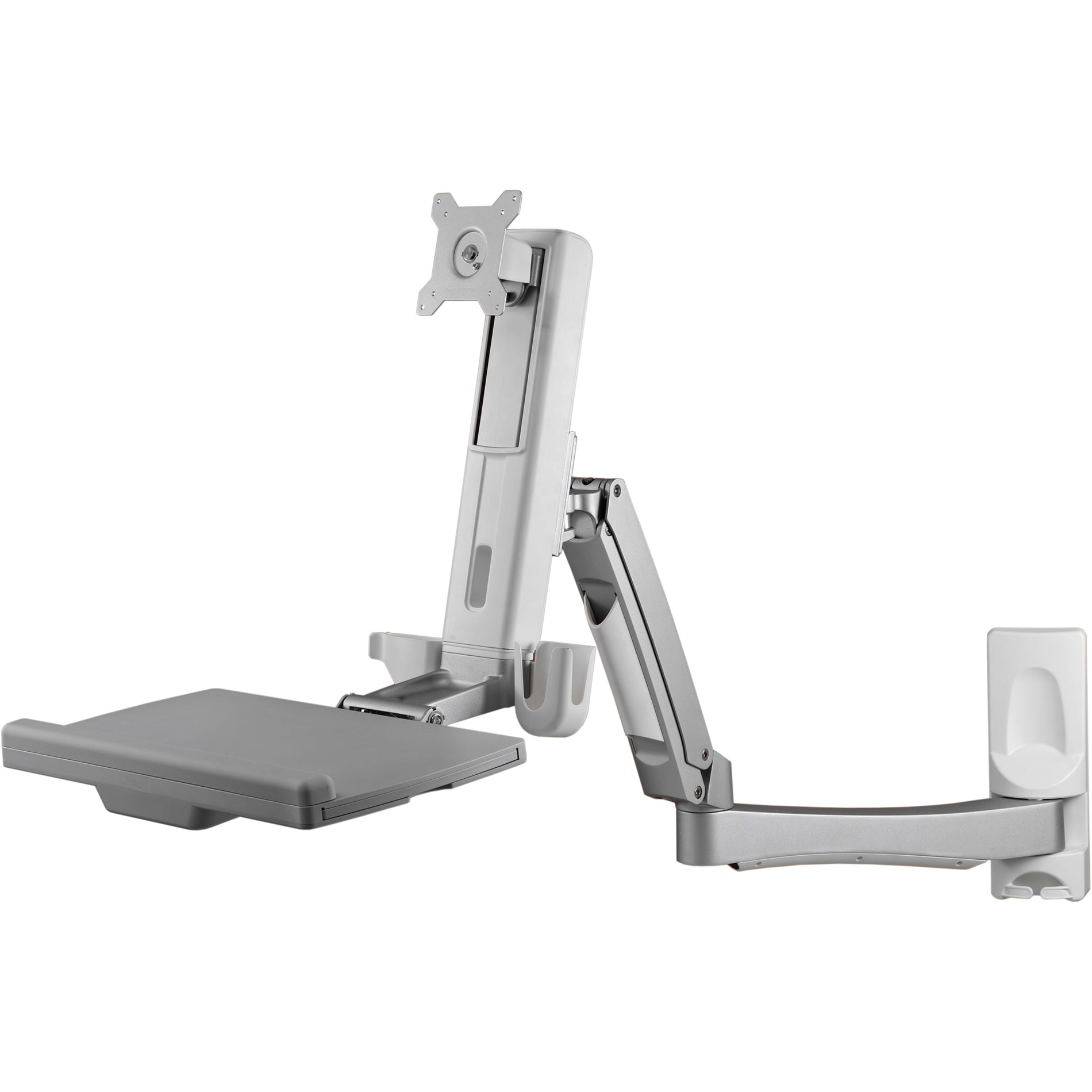 Amer AMR1AWSL Sit-Stand Swing Arm Wall Mount Computer Workstation System, Keyboard, Monitor, Mouse, 23.15 lb Max Load Capacity, 1 Display Supported, 24" Max Screen Size