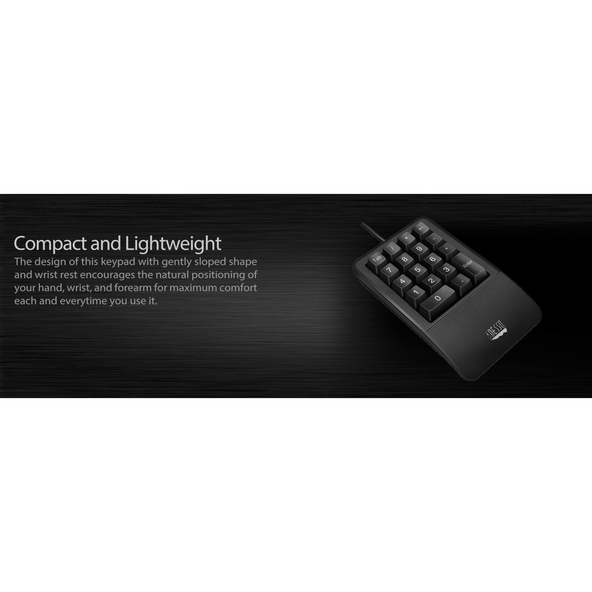 Adesso AKB-618UB Antimicrobial Waterproof Numeric Keypad with Wrist Rest Support, Ergonomic Design, Spill Proof, and Quiet Keys