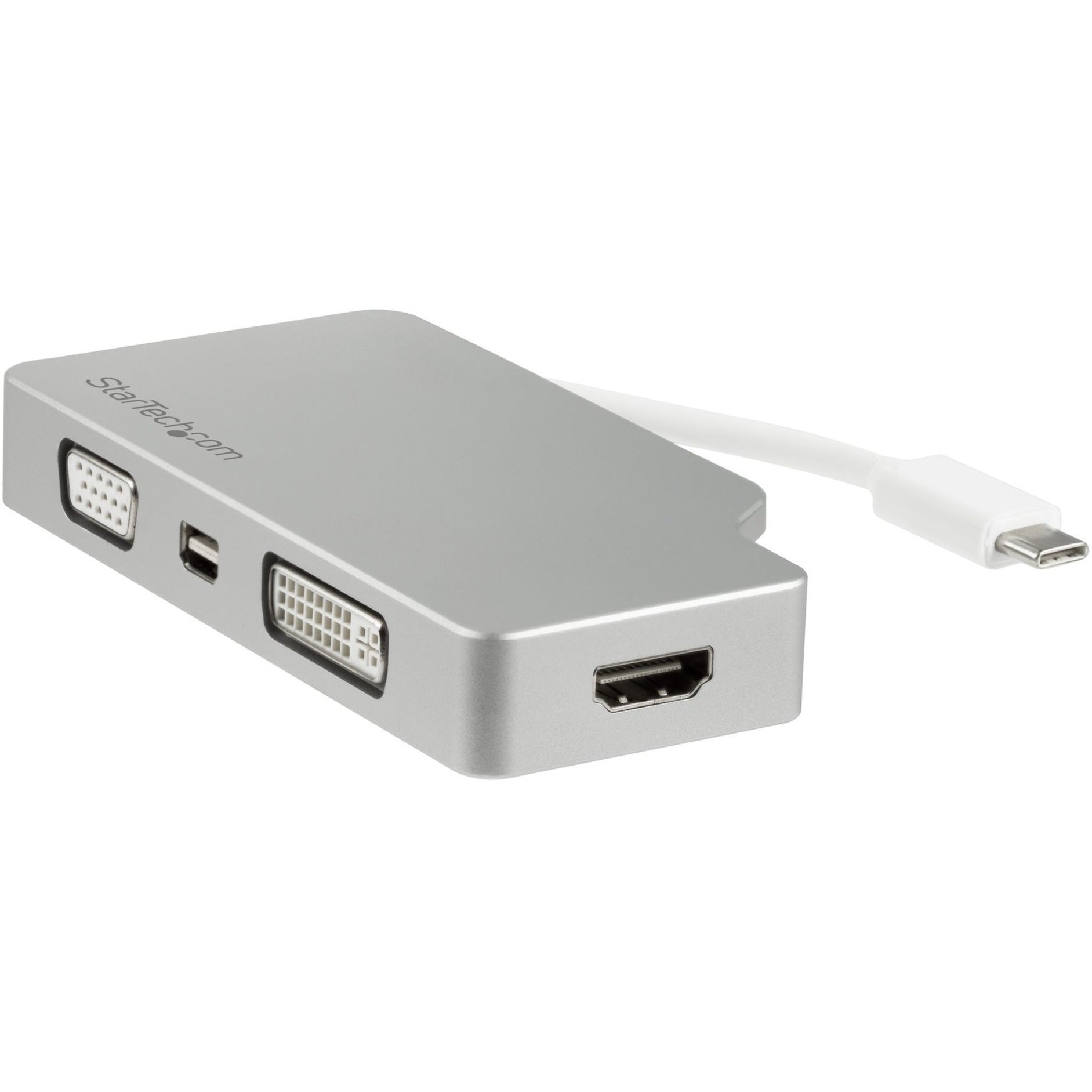 StarTech.com CDPVGDVHDMDP 4-in-1 USB-C Multiport Video Adapter - Aluminum - 4K 30Hz, Silver