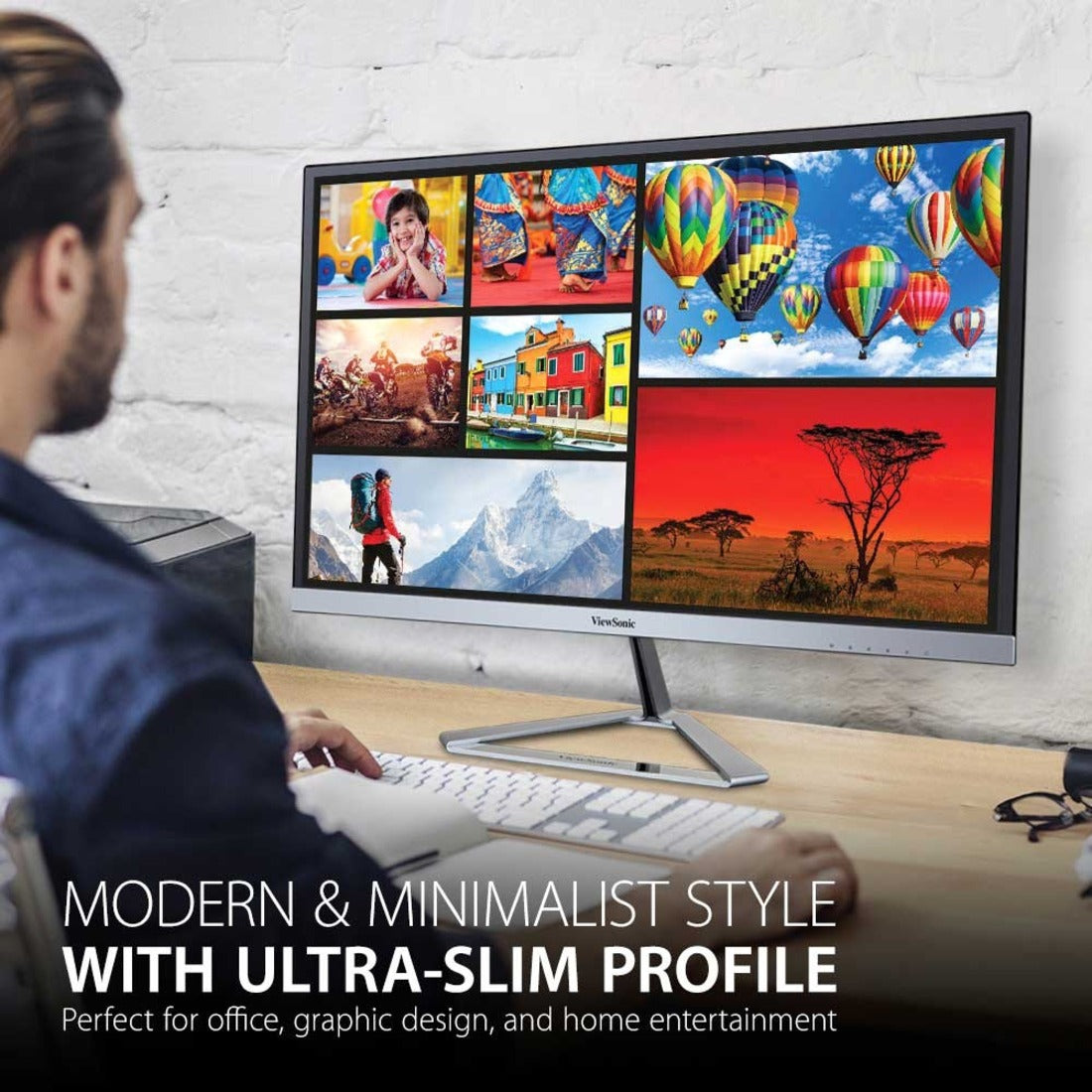 ViewSonic VX2776-SMHD 27'' Full HD Ultra Slim IPS Monitor Speaker, 250 Nit Brightness, 80,000,000:1 Contrast Ratio