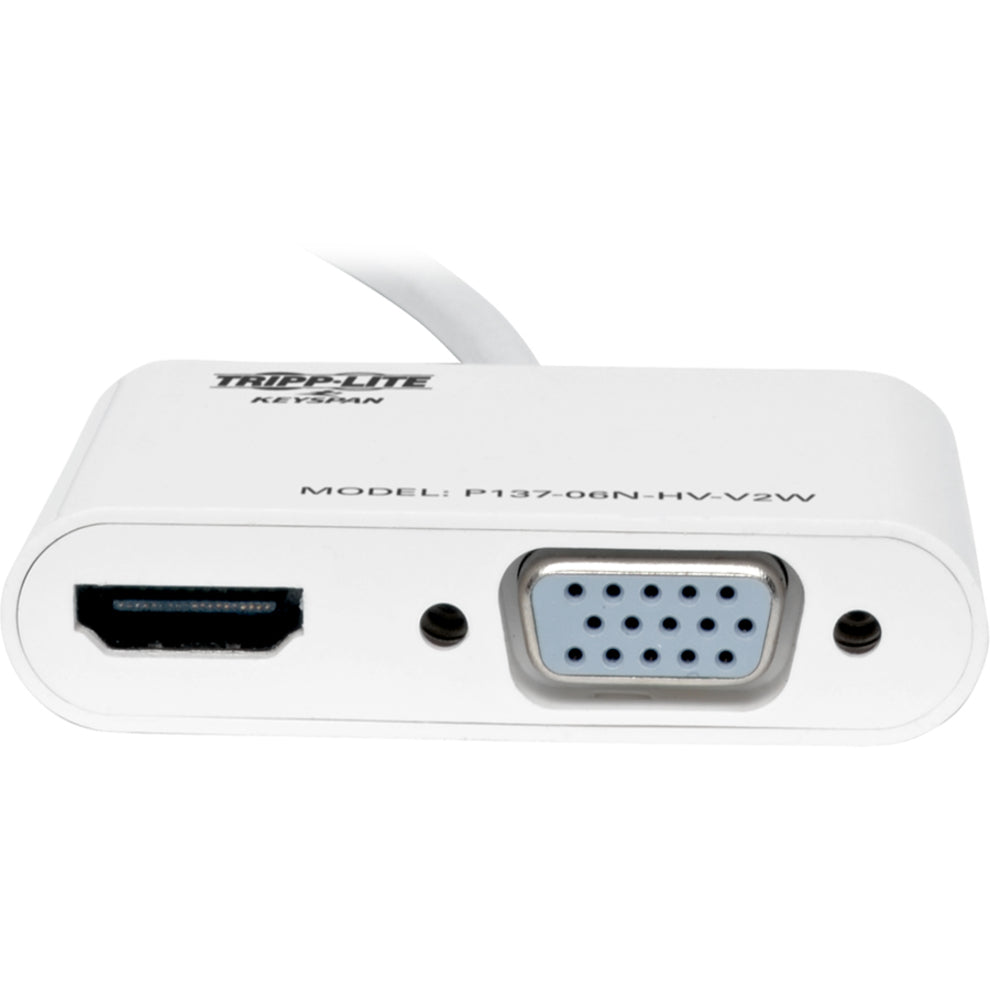 Tripp Lite P137-06N-HV-V2W Mini DisplayPort/VGA/HDMI Audio/Video Cable, 6", 3840 x 2160, White