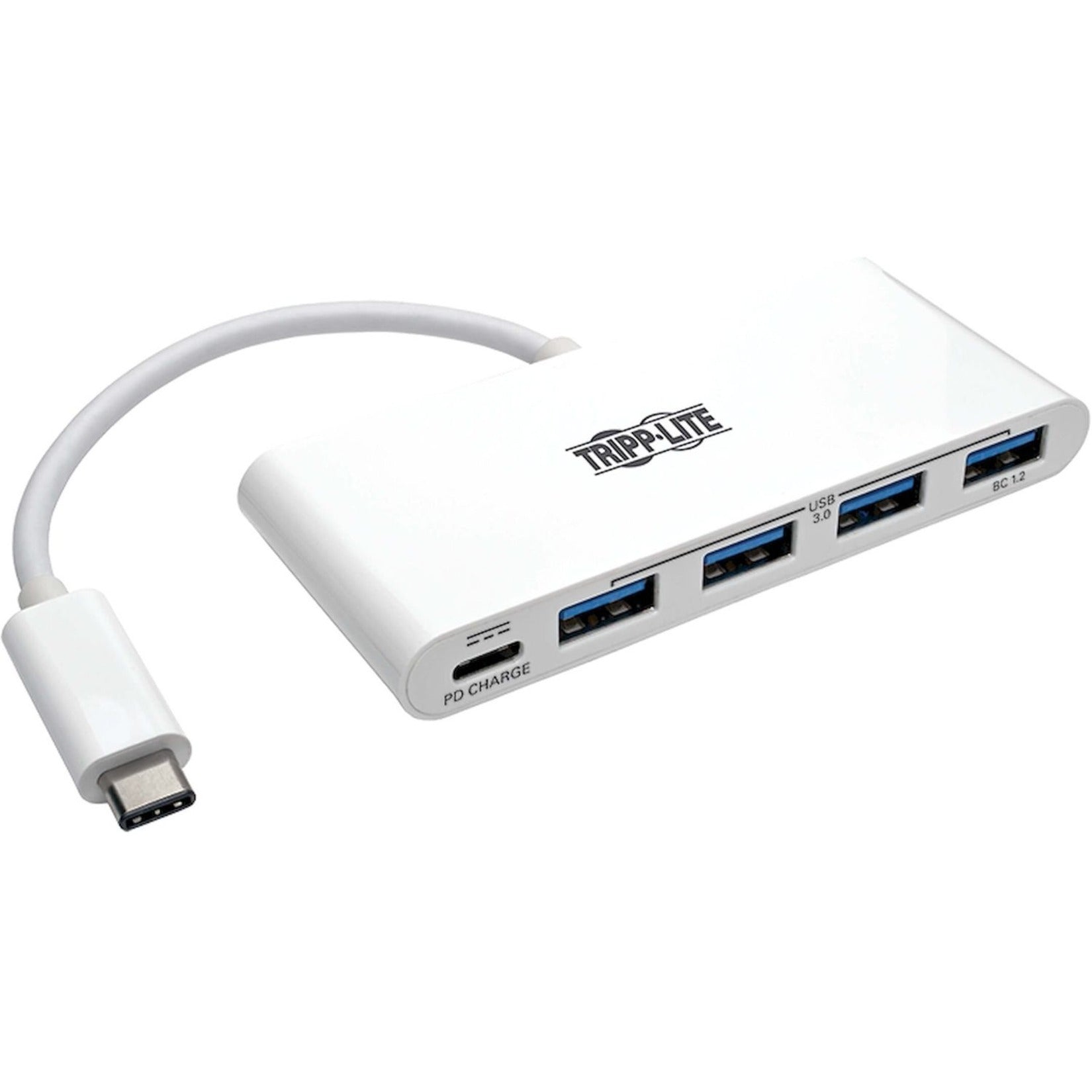 Tripp Lite U460-004-4A-C 4-Port USB 3.1 Gen 1 Portable Hub, USB-C to (x4) USB-A, with USB-C Charging Port