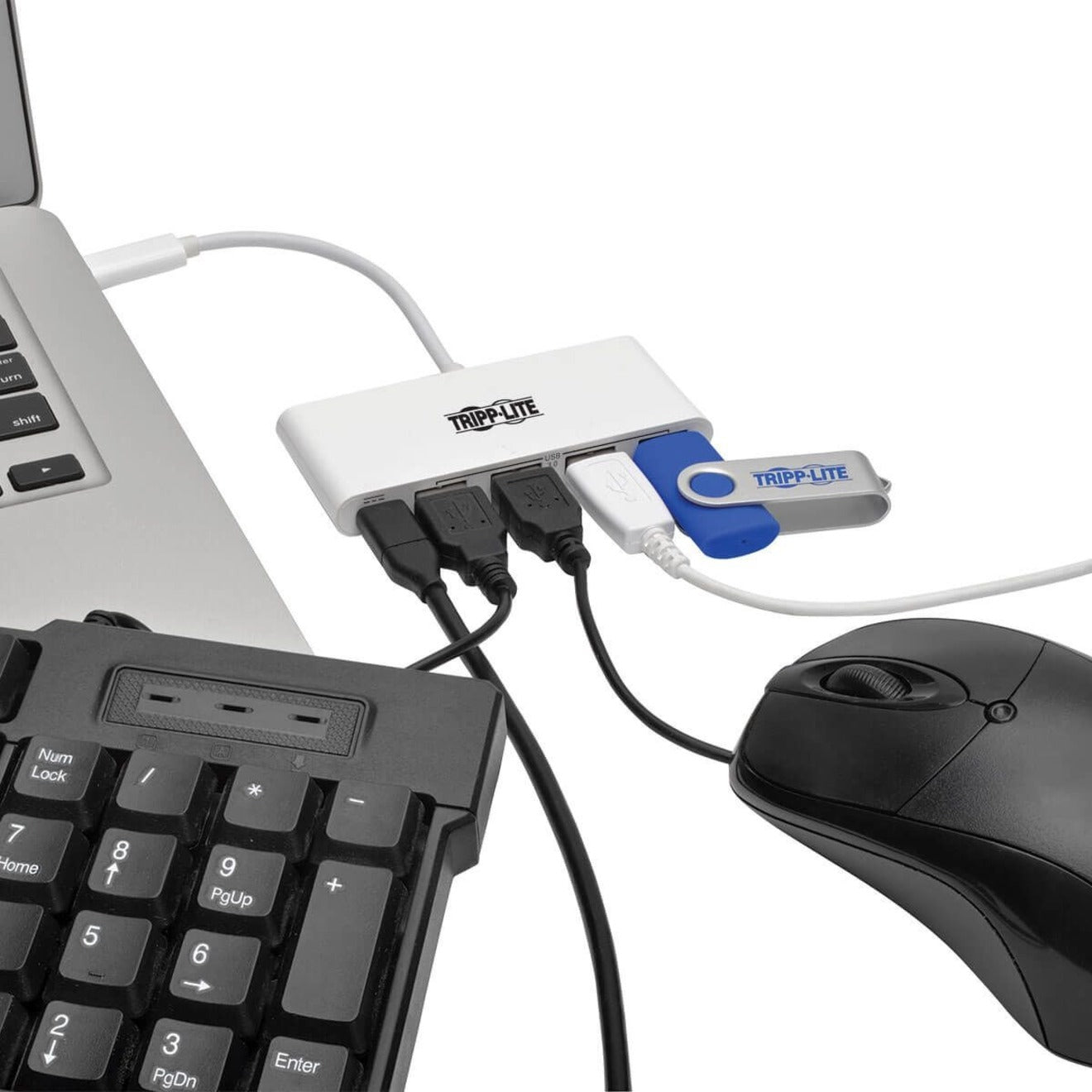 Tripp Lite U460-004-4A-C 4-Port USB 3.1 Gen 1 Portable Hub, USB-C to (x4) USB-A, with USB-C Charging Port