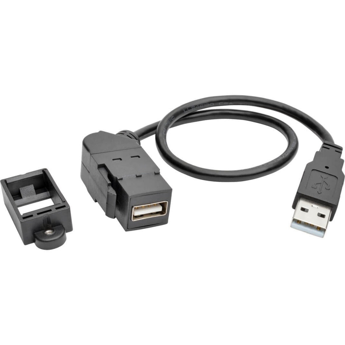 Tripp Lite U024-001-KPA-BK USB Extension Data Transfer Cable, 1 ft, Angled Connector, Shielded, Black