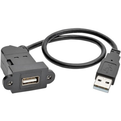 Tripp Lite U024-001-KPA-BK USB Extension Data Transfer Cable, 1 ft, Angled Connector, Shielded, Black