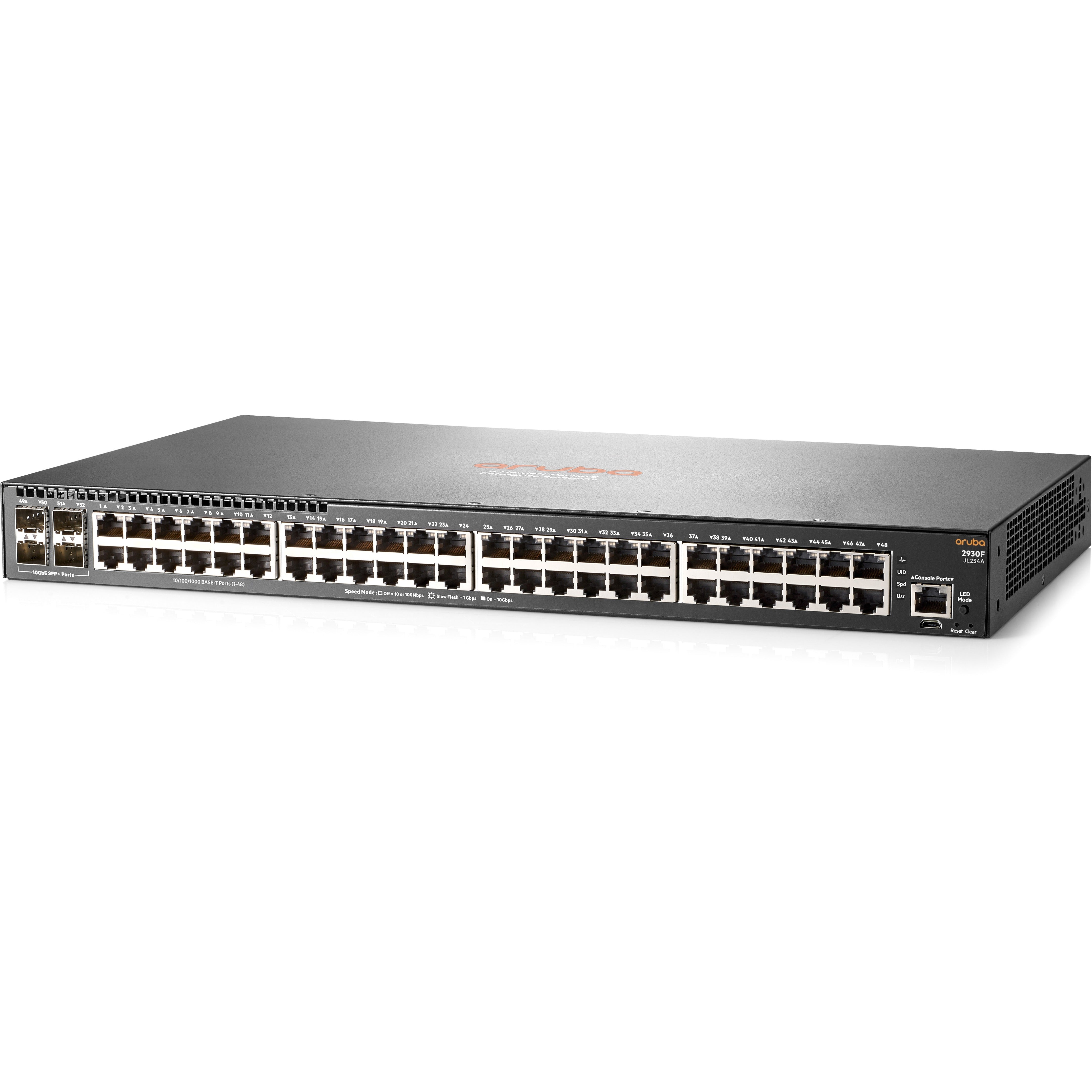 HPE JL254A Aruba 2930F 48G 4SFP+ Switch, 48 Gigabit Ethernet Ports, 4 10 Gigabit Ethernet Uplink Ports
