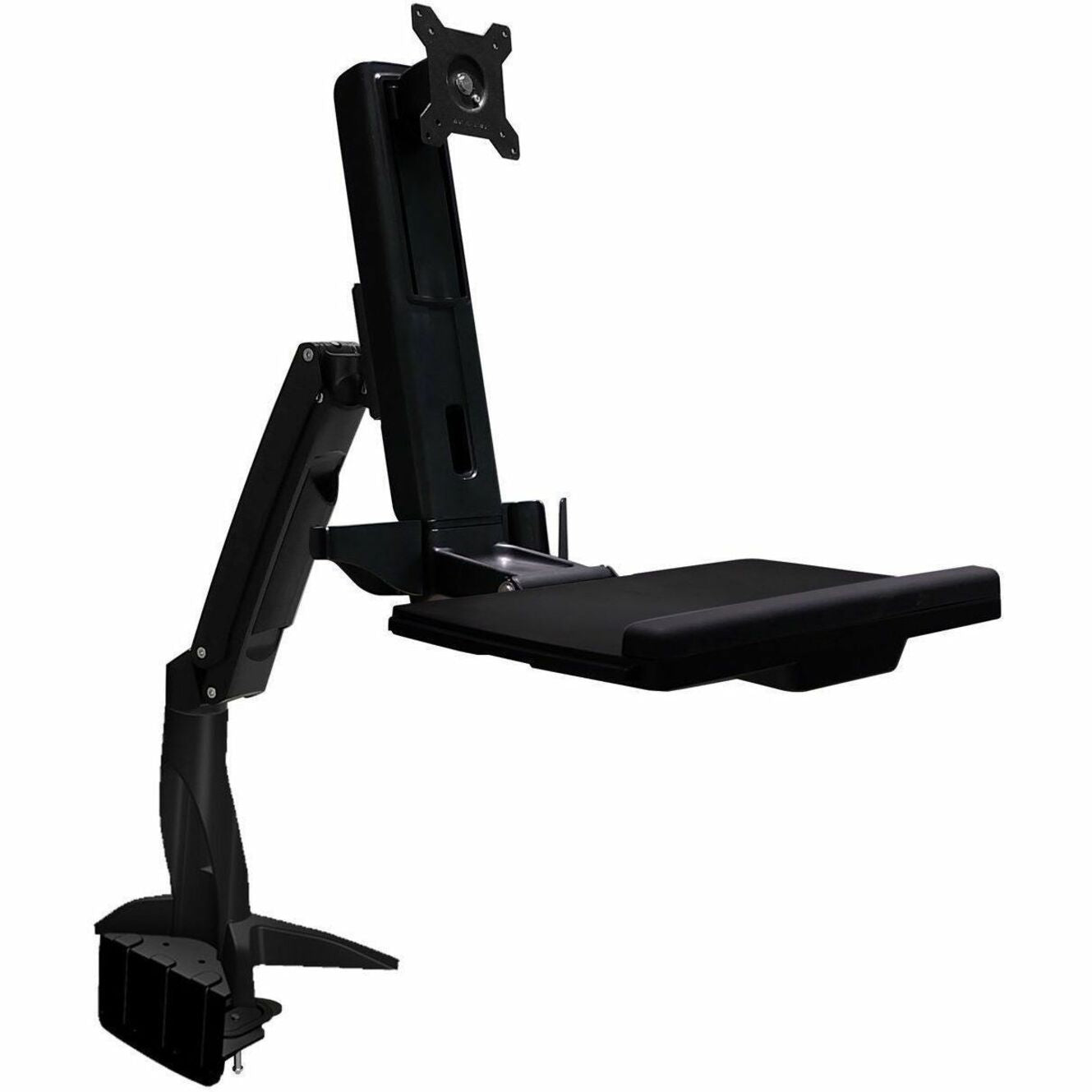 Amer AMR1ACWS Sit-Stand Spring Arm Desk Mount Computer Workstation Combo System, Foldable Keyboard Tray, Retractable Mouse Pad, 24" Monitor Support