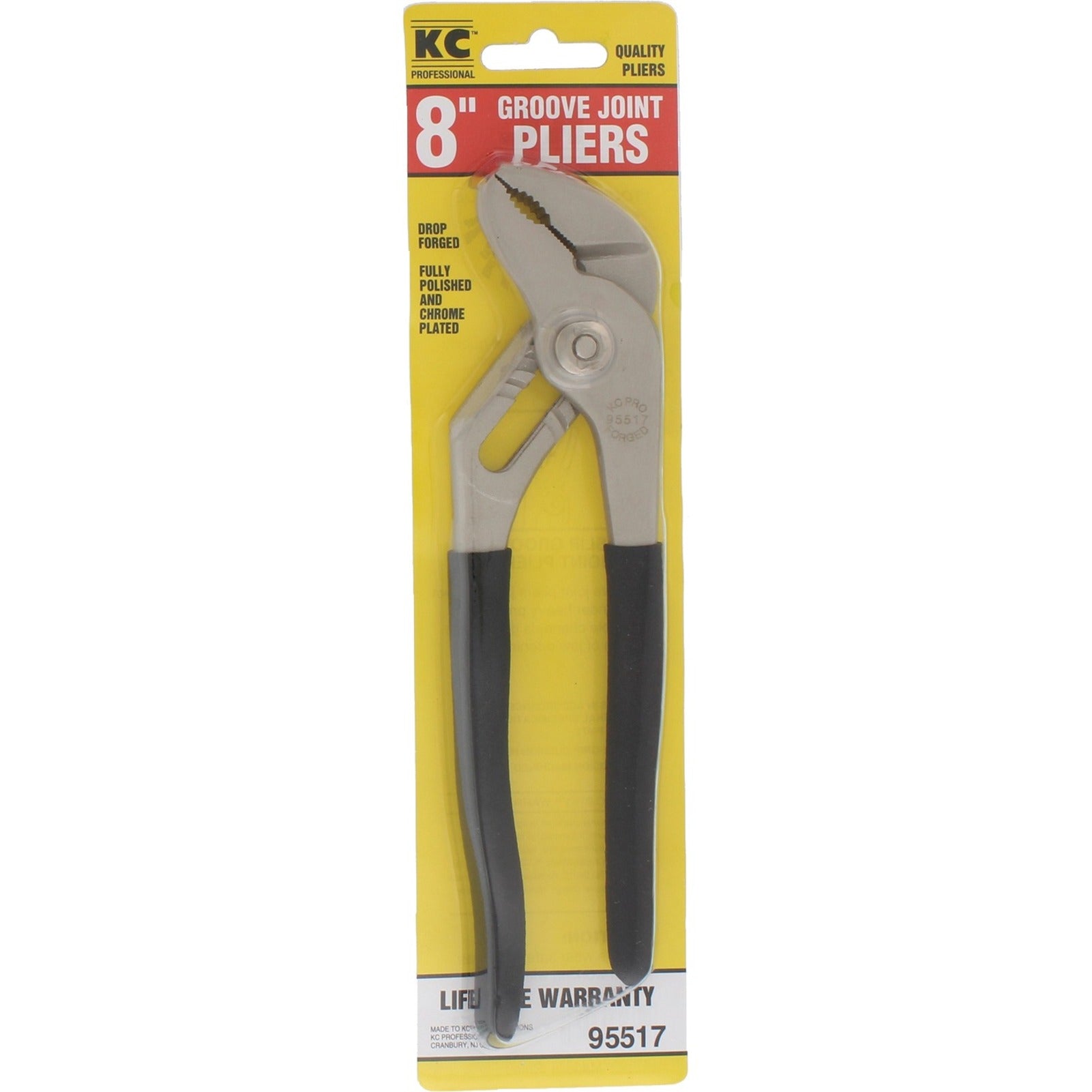 HB Smith 95517 8" Slip-Groove Pliers, Heavy Duty, Chrome Plated, Durable, Non-slip Grip, Drop Forged