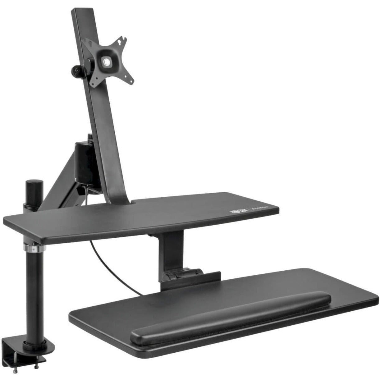 Tripp Lite WWSS1327CP WorkWise Single-Monitor Sit-Stand Desk Clamp Workstation, Pneumatic Adjustment, Ergonomic Design, 29 lb Maximum Load Capacity