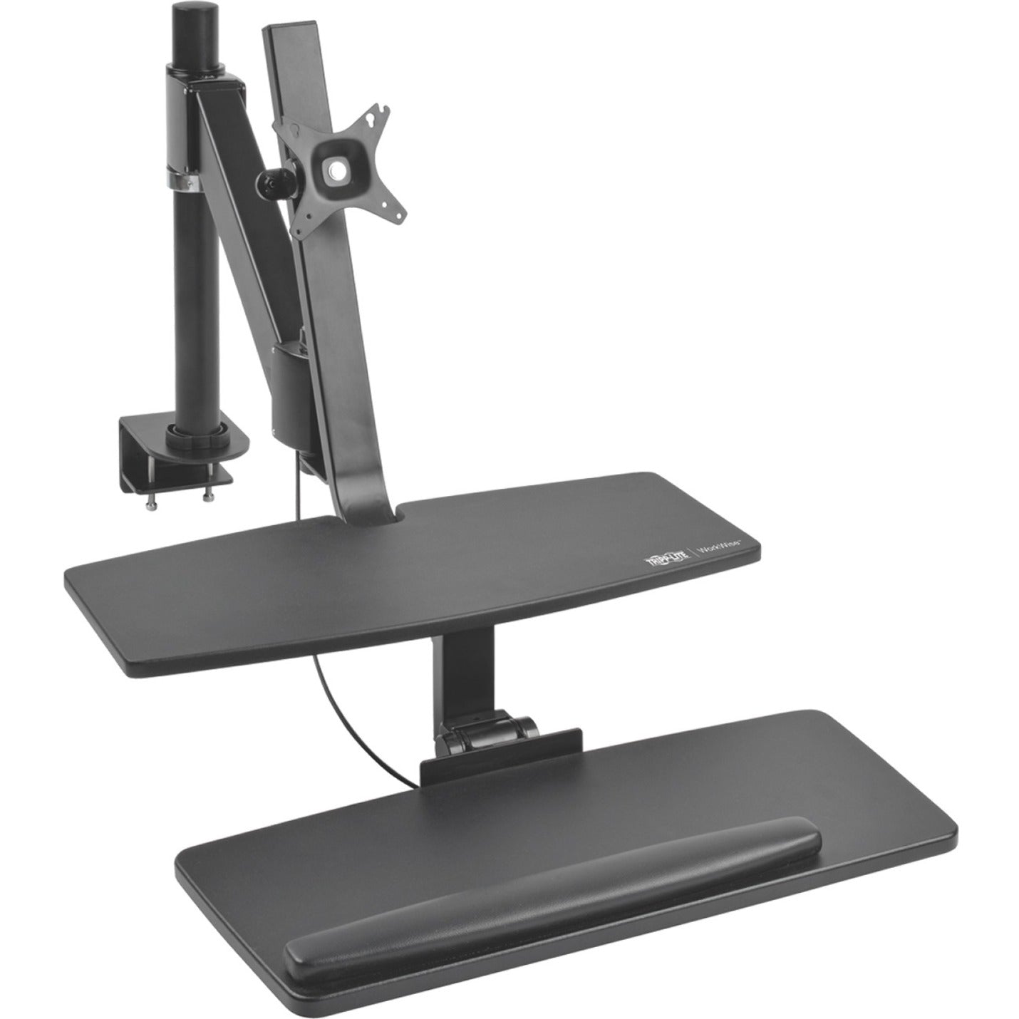Tripp Lite WWSS1327CP WorkWise Single-Monitor Sit-Stand Desk Clamp Workstation, Pneumatic Adjustment, Ergonomic Design, 29 lb Maximum Load Capacity