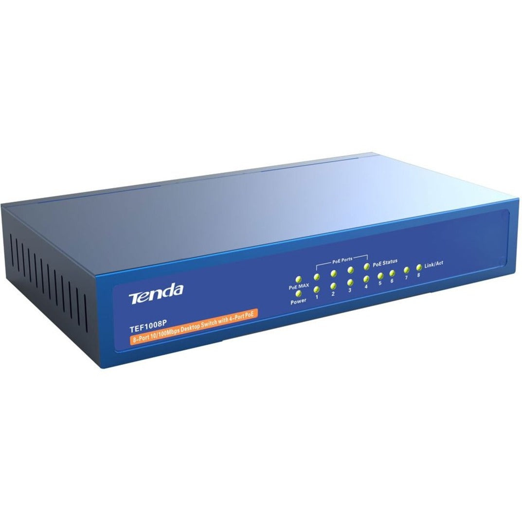 Tenda TEF1008P 8-Port 10/100 Mbps Unmanaged Switch, Gigabit Ethernet Network, RoHS Certified