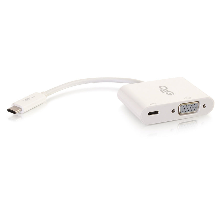 C2G 29534 USB-C To VGA Video Adapter Converter With Power Delivery - White