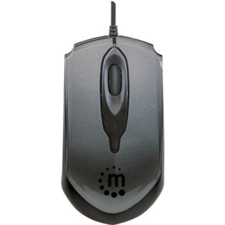 Manhattan 179423 Edge Optical USB Mouse, Ergonomic Fit, 1000 dpi, Gray/Black