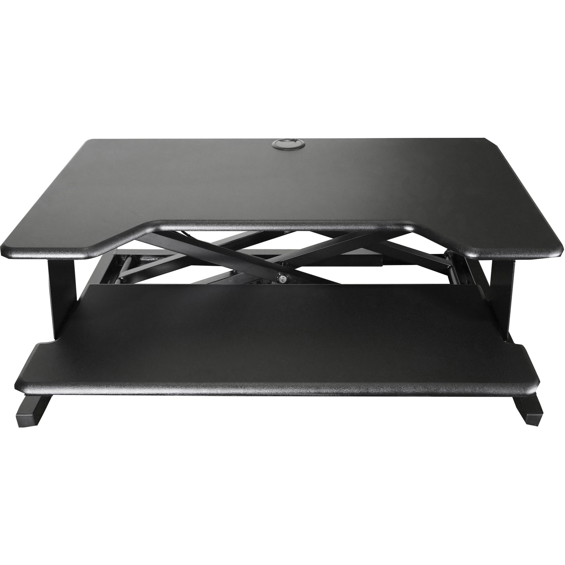 Kantek STS900 Sit-to-Stand Desk Riser, 35"x24"x5-1/4", Black - Pneumatic Adjustment, Height Adjustable, Grommet