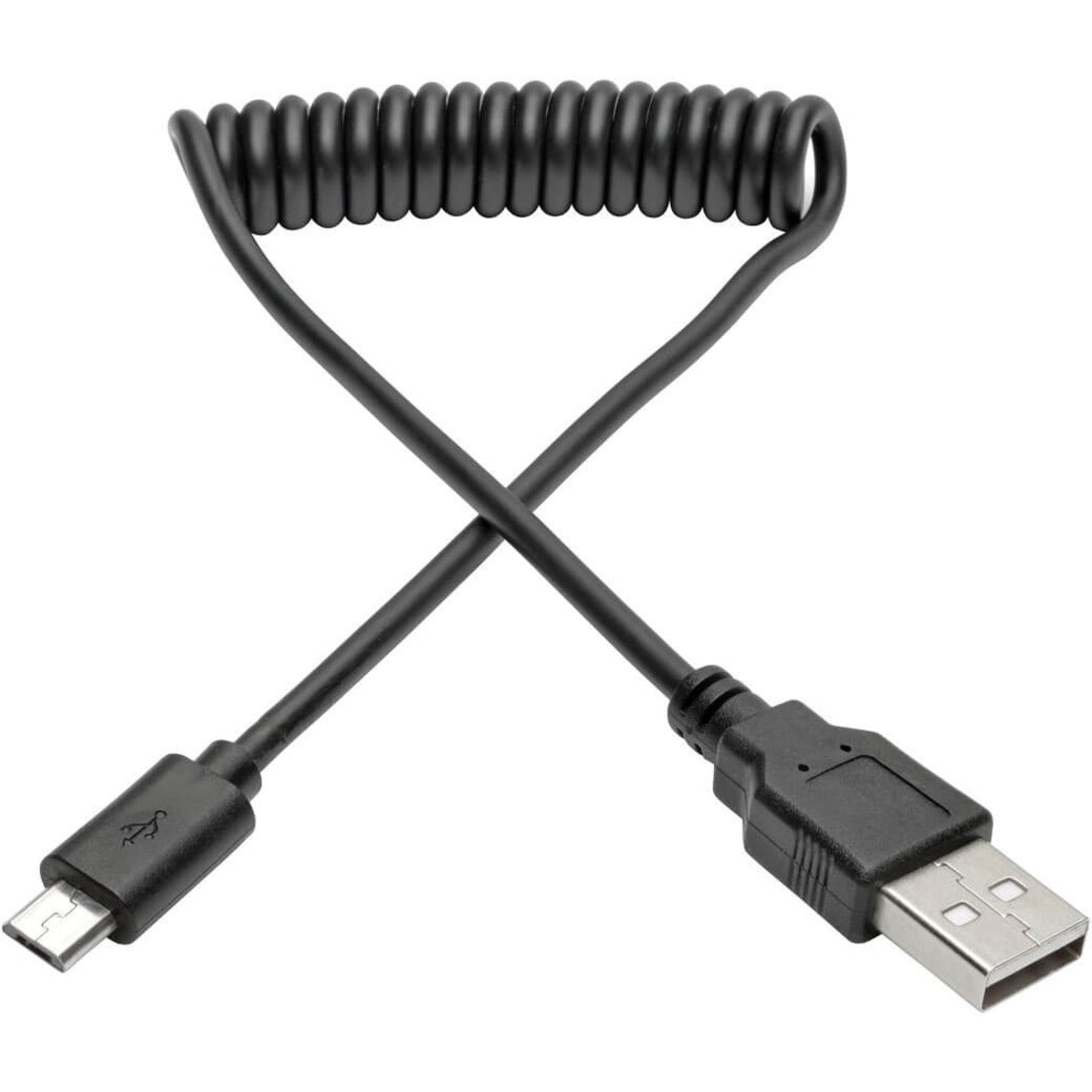Tripp Lite U050-006-COIL USB 2.0 Hi-Speed A to Micro-B Coiled Cable (M/M), 3 ft, Rugged, Tangle-free, Noise Protection