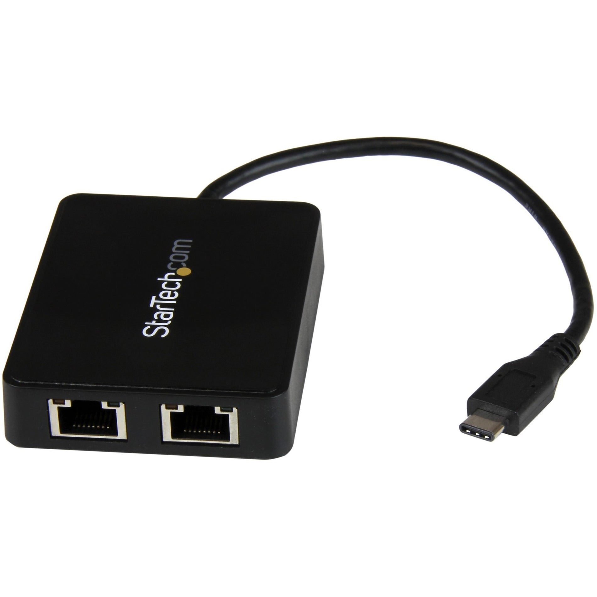 StarTech.com US1GC301AU2R USB-C to Dual Gigabit Ethernet Adapter with USB 3.0 (Type-A) Port - USB Type-C Gigabit Network Adapter, High-Speed Internet Connection for Computers/Notebooks
