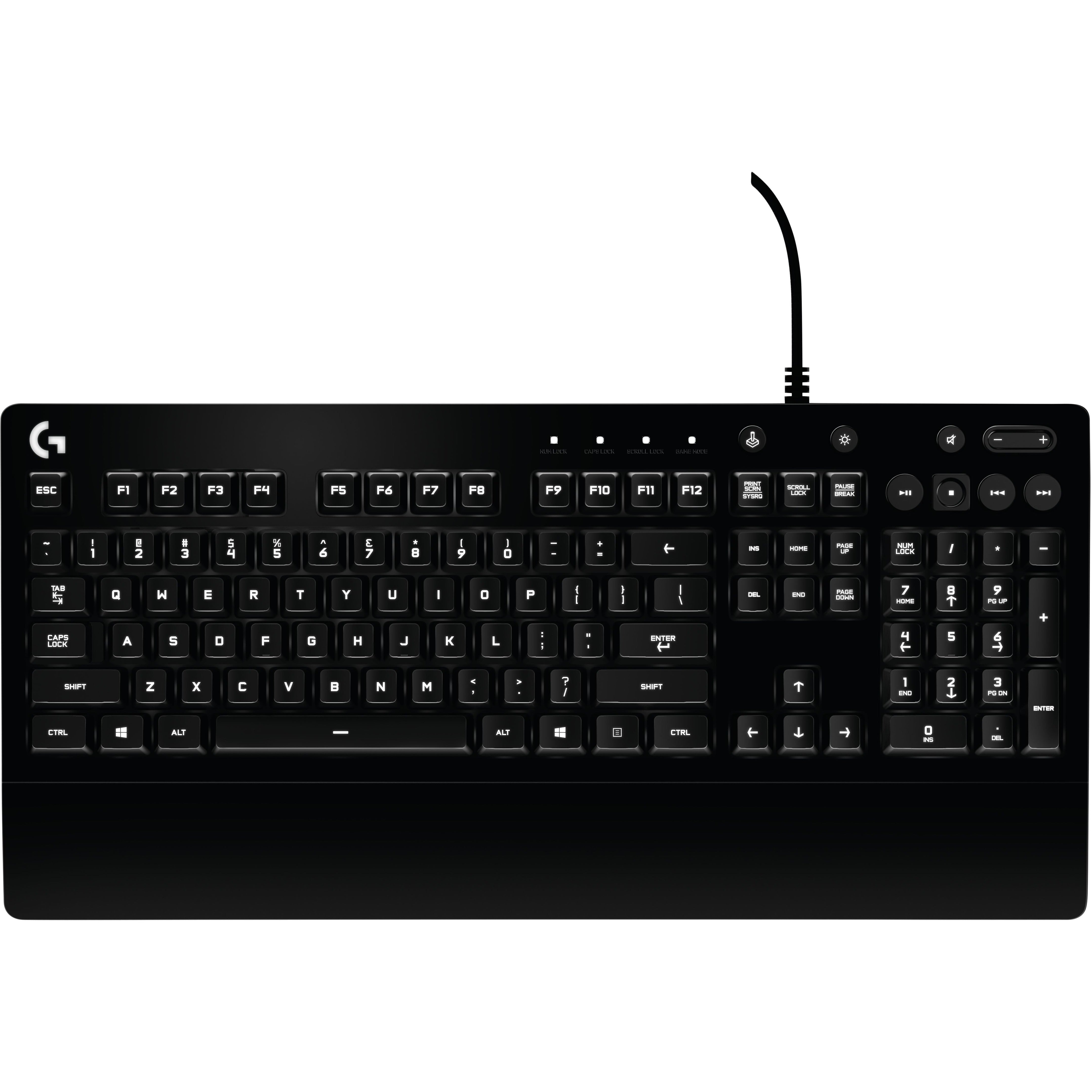 Logitech G213 Prodigy RGB Gaming Keyboard, Spill Resistant, Ultra-Quick Response, Media Controls, USB QWERTY Layout, Windows Compatible, Black