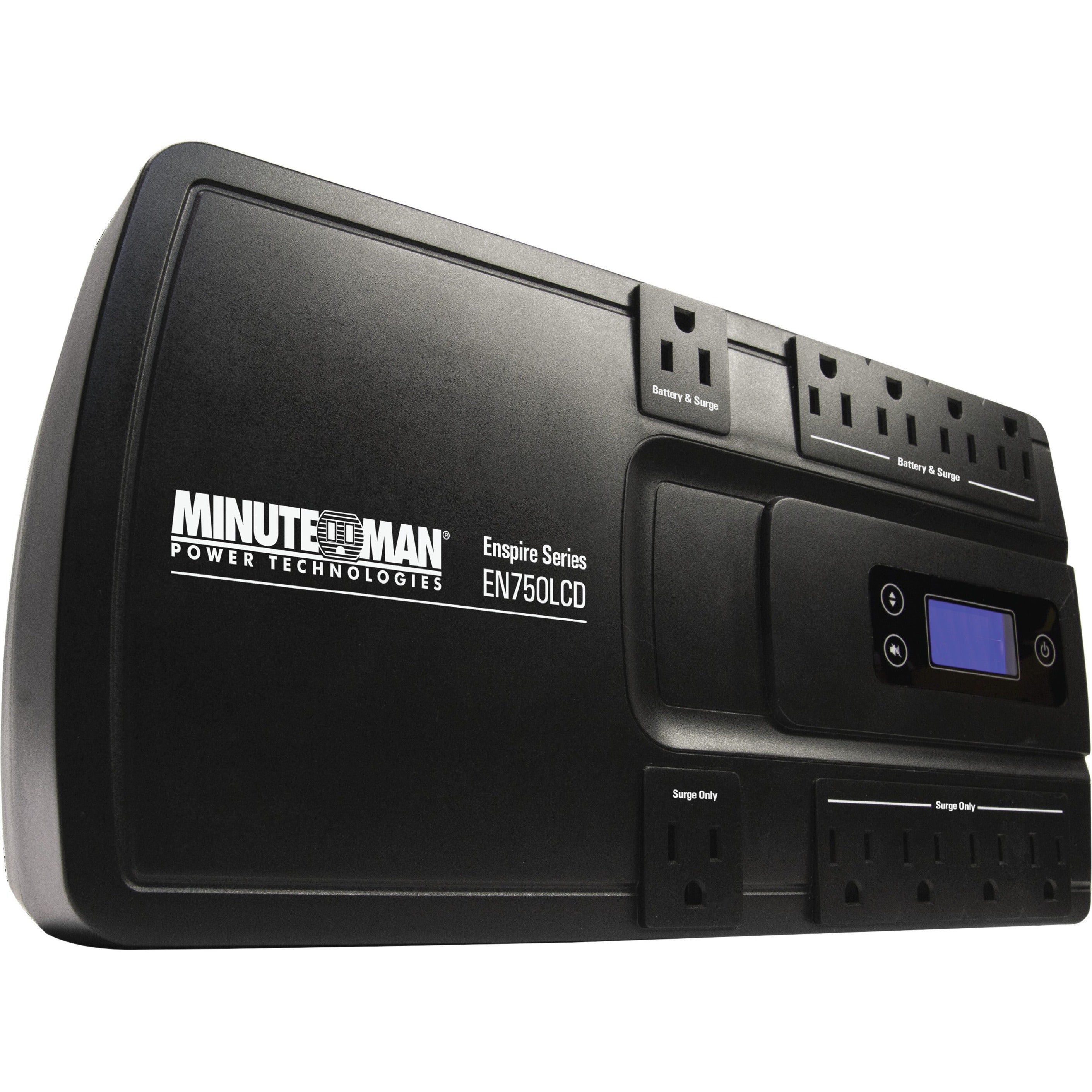 Minuteman EN900LCD Enspire 900VA Wall/Desktop/Floor Mountable UPS, 3 Year Warranty, Energy Star, RoHS 2 Certified