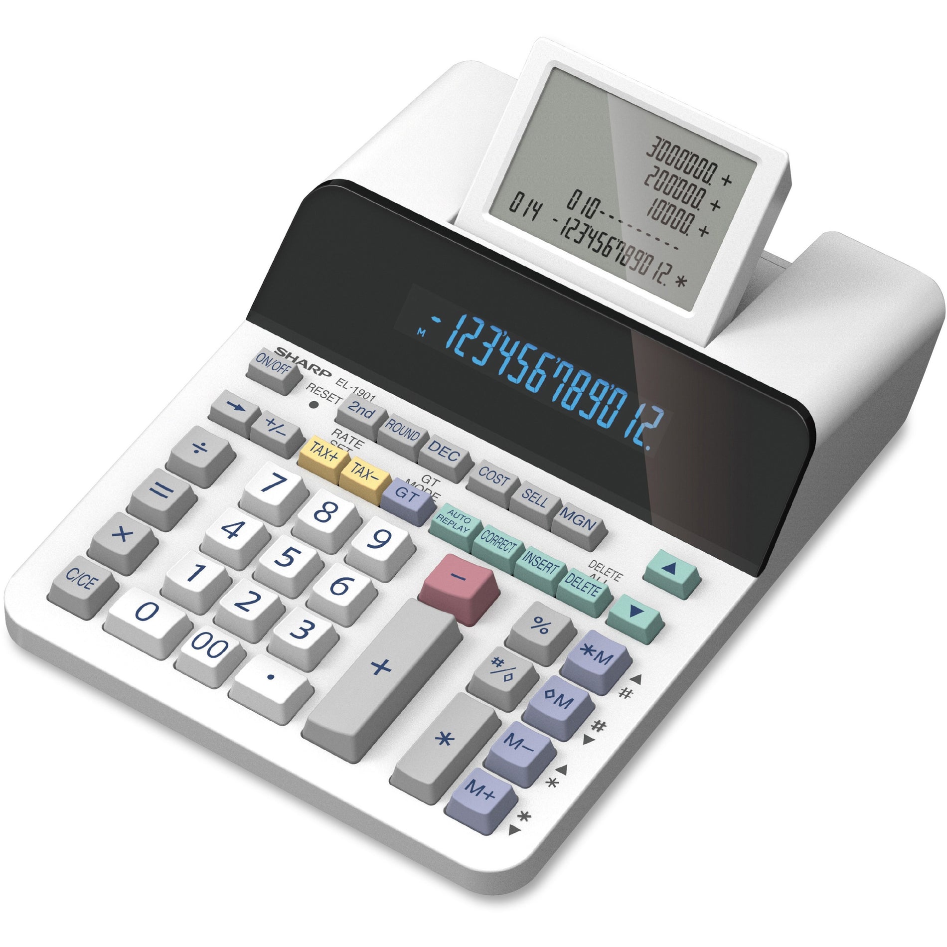 Sharp Calculators EL1901 12-Digit Paperless Printing Calculator, LCD Display, AC/DC Power Supply