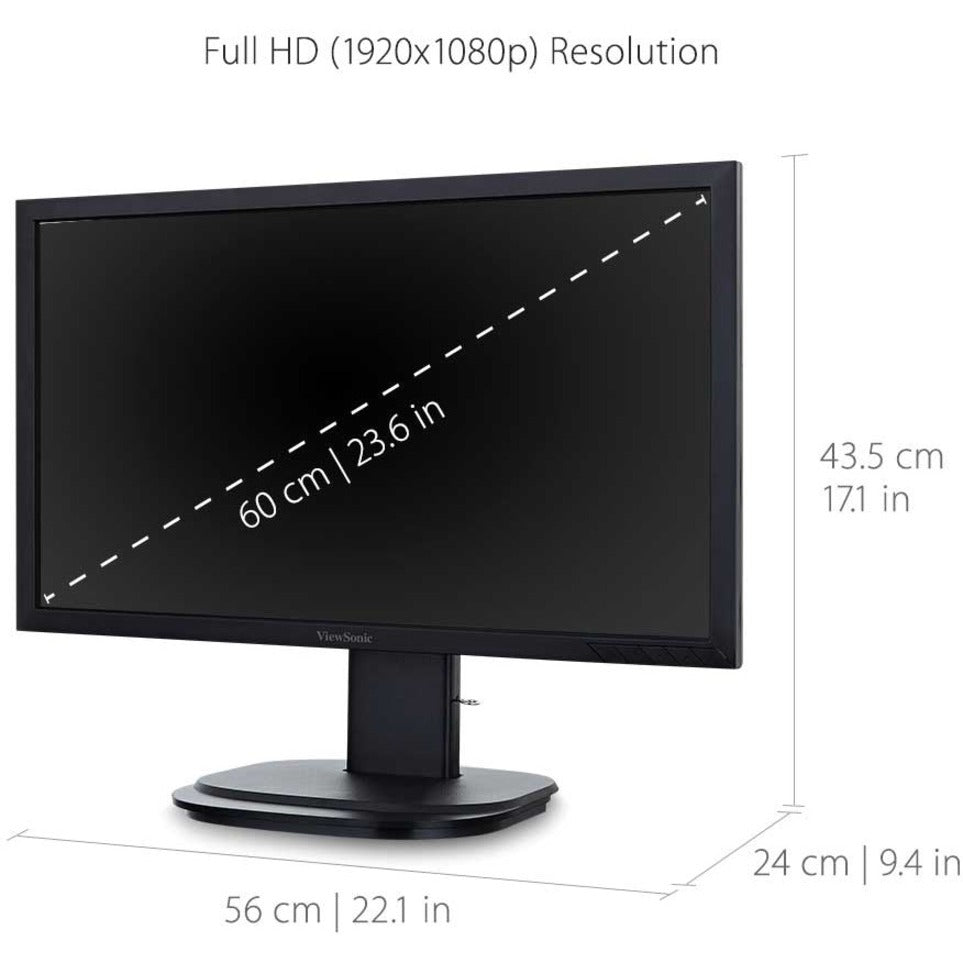 ViewSonic VG2449 24" 1080p Ergonomic LED Monitor, Frameless, SuperClear MVA, HDMI, DisplayPort