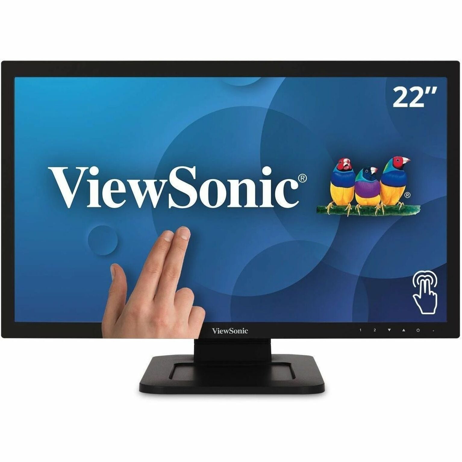 ViewSonic TD2210 22 Full HD Resistive Touch Monitor, LED, 1920 x 1080, Speakers, DVI, VGA, Energy Star