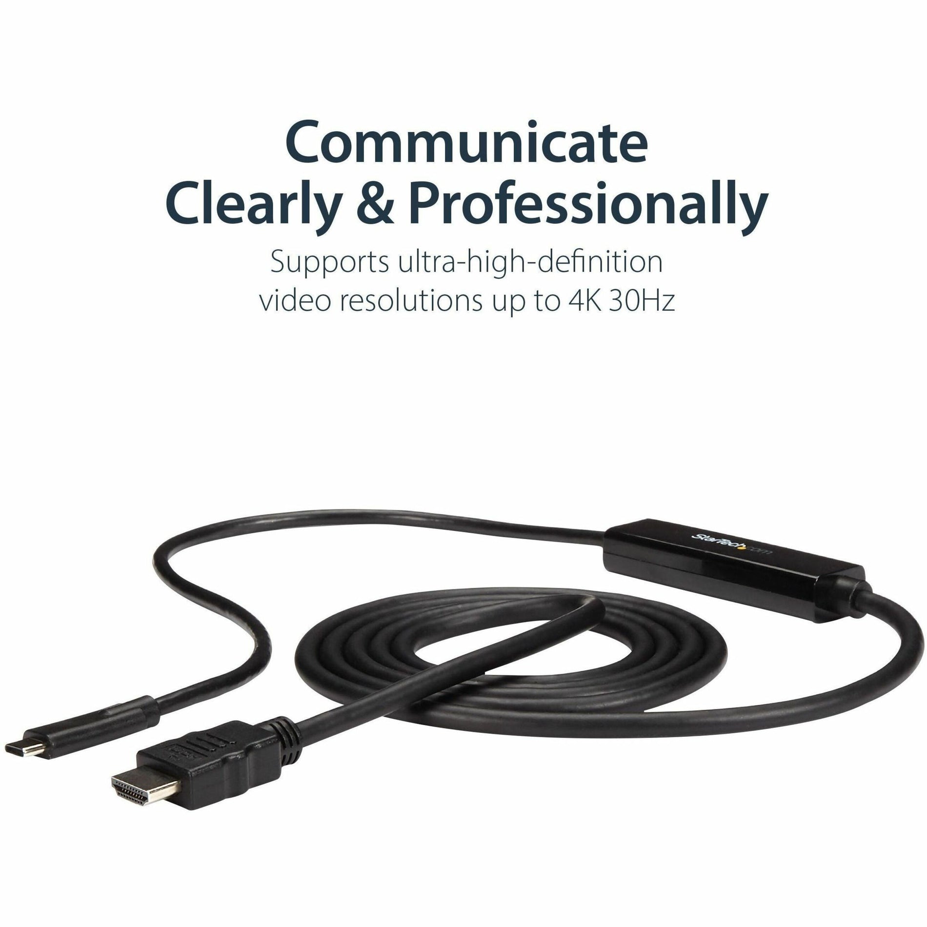 StarTech.com CDP2HDMM2MB USB-C to HDMI Adapter Cable - 2m (6 ft.) - 4K at 30 Hz, Plug & Play, Reversible