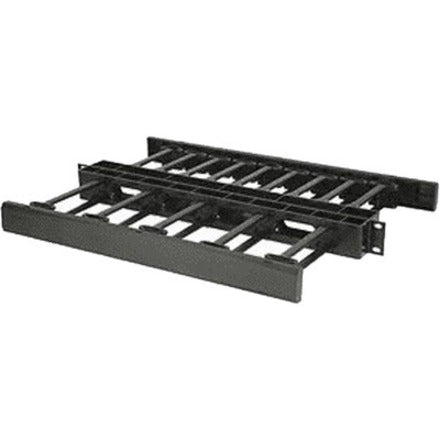 Ortronics DHMC1RU Horizontal Cable Manager - Double Sided, 19" Mounting, 1 Rack Unit, Black