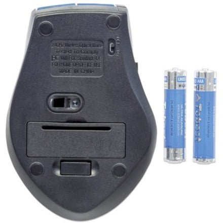 Manhattan 179294 Curve Wireless Optical Mouse, USB 1600 DPI, Blue/Black