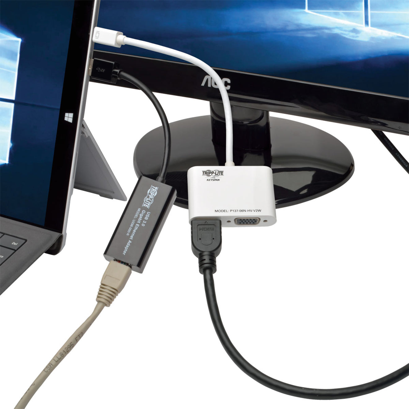 Tripp Lite P137-GHV-V2-K 4K Video and Ethernet 2-in-1 Accessory Kit for Microsoft Surface and Surface Pro