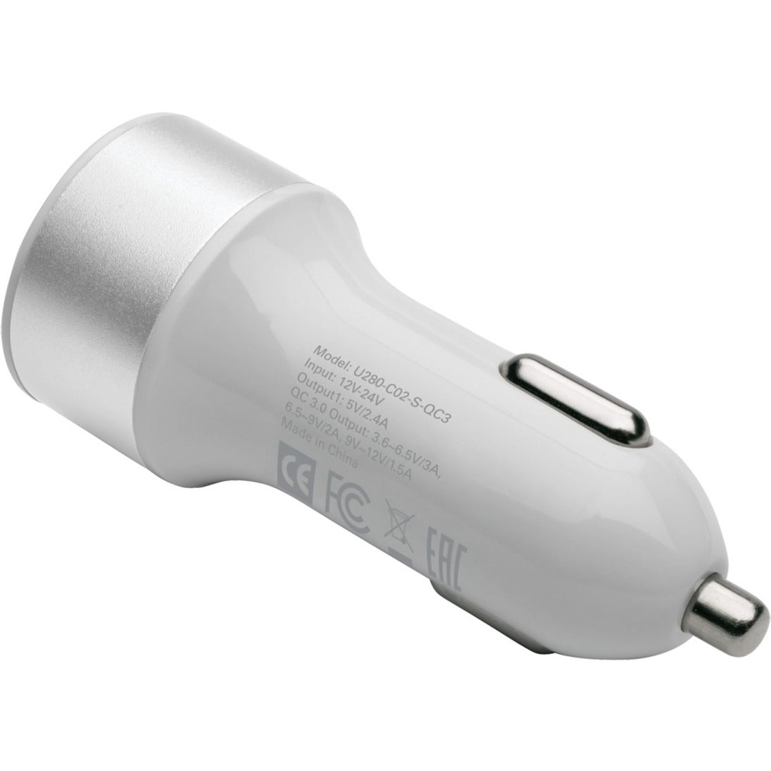 Tripp Lite U280-C02-S-QC3 Dual-Port USB Car Charger, Qualcomm Quick Charge, for Tablets and Cell Phones