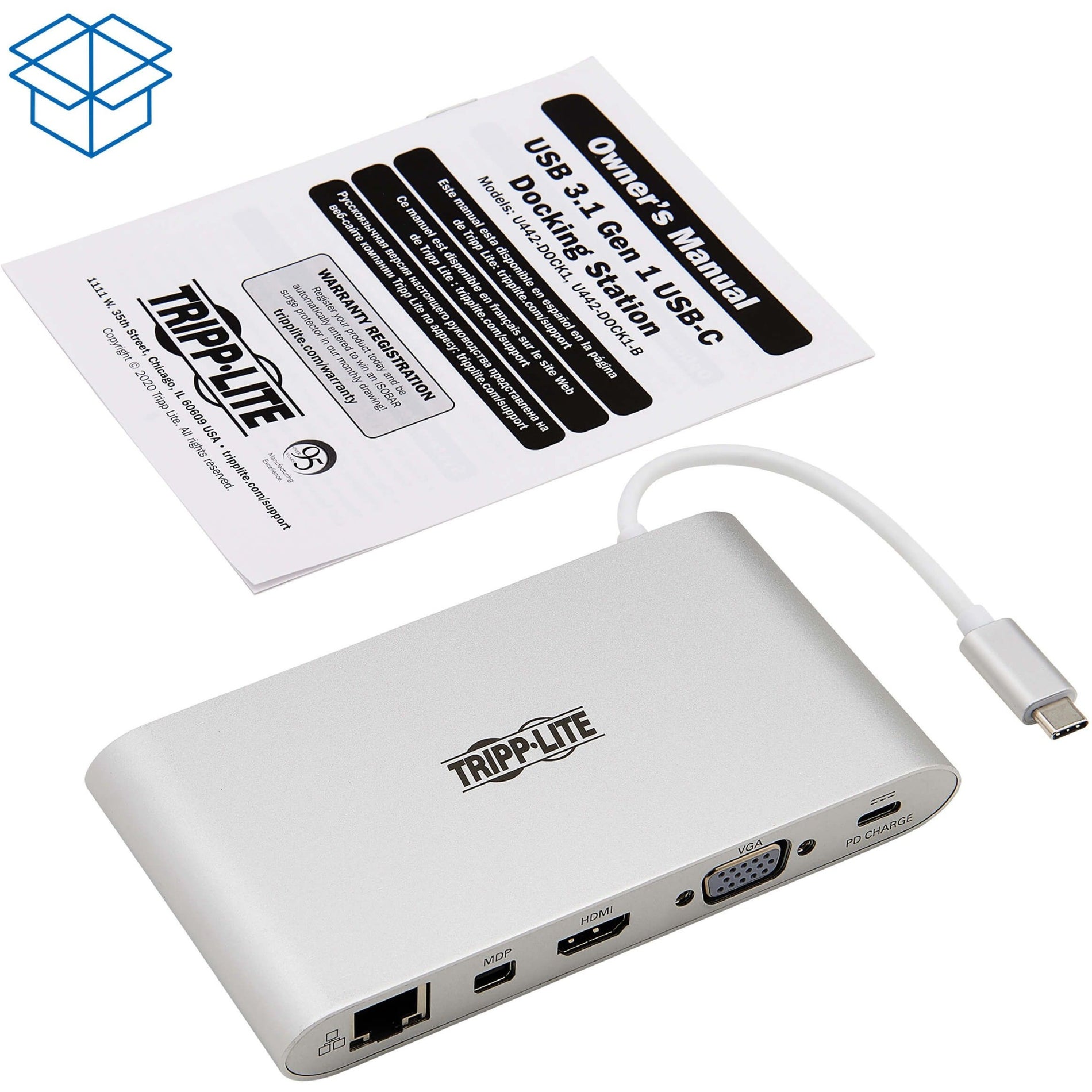 Tripp Lite U442-DOCK1 Docking Station, USB-C w/HDMI, Silver