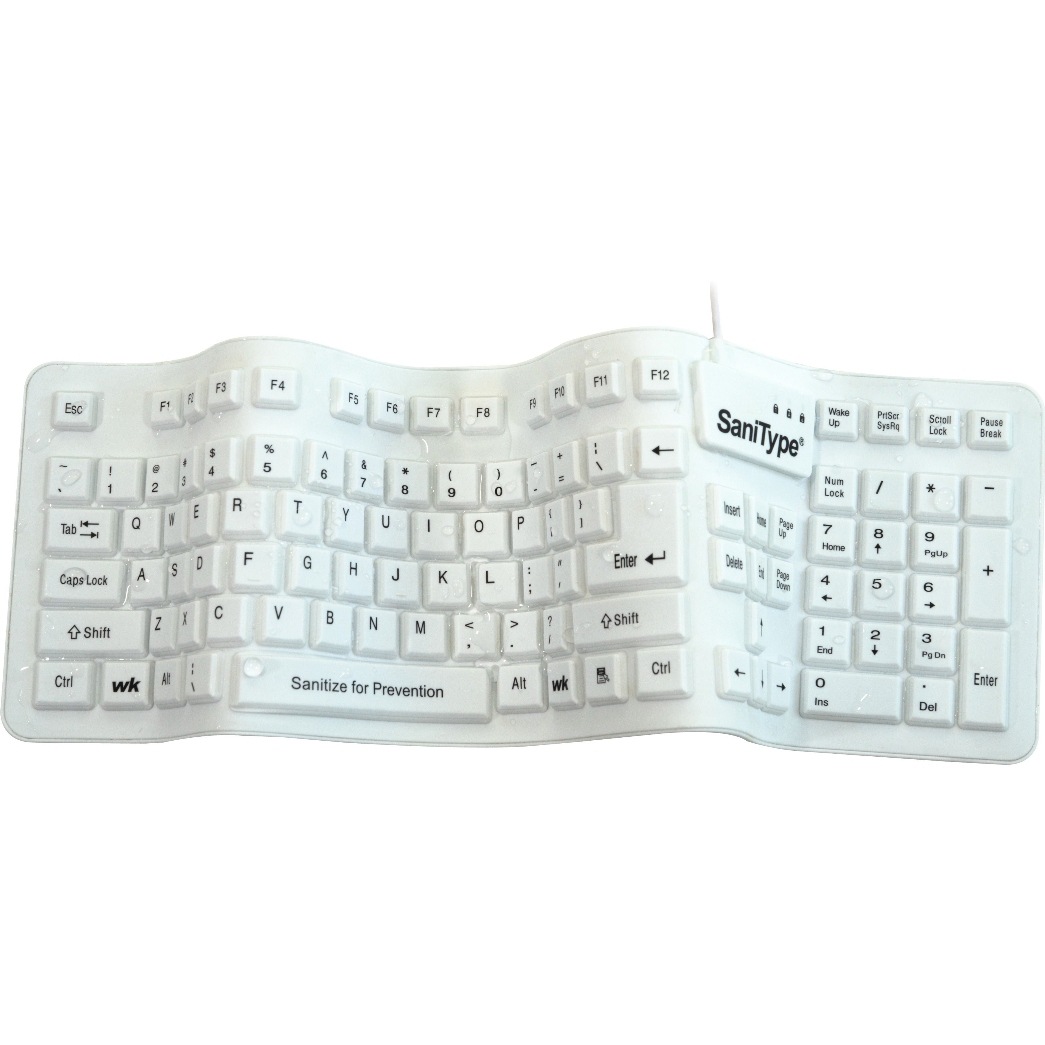 SaniType KBSTFC106-W SaniType Washable Soft-touch Comfort Hygienic Keyboard (USB), Waterproof, Insoft-touch Comfortin W