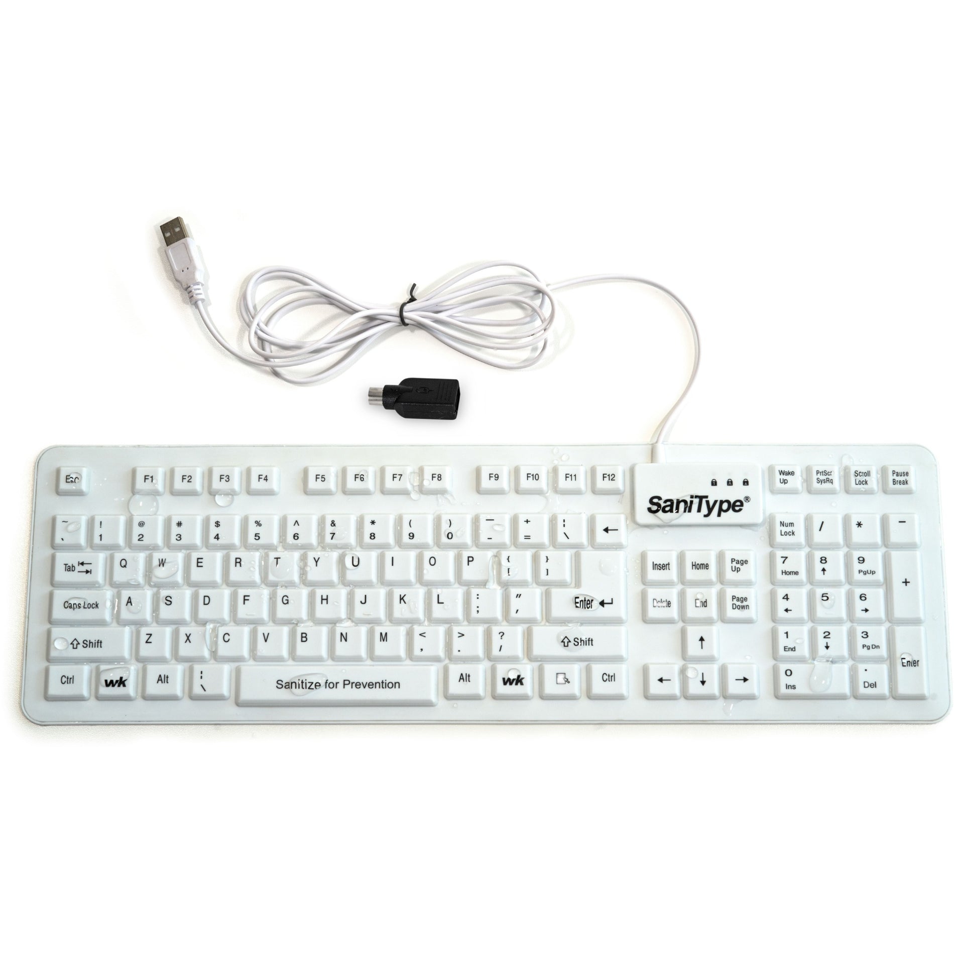 SaniType KBSTFC106-W SaniType Washable "Soft-touch Comfort" Hygienic Keyboard (USB), Waterproof, Insoft-touch Comfortin W