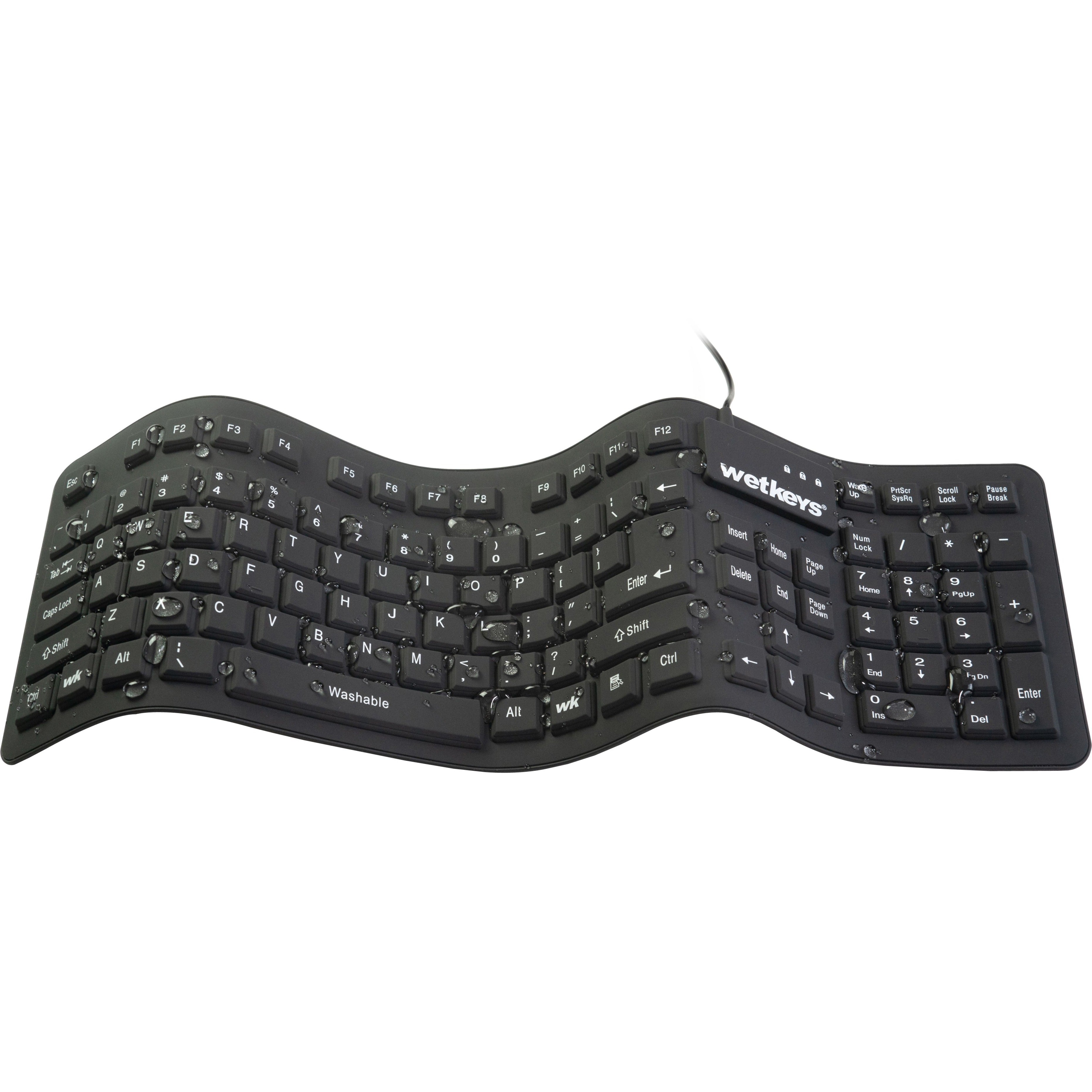 WetKeys Washable Keyboards KBWKFC106-BK Waterproof Soft-touch Comfort Professional-grade Keyboard, USB Black