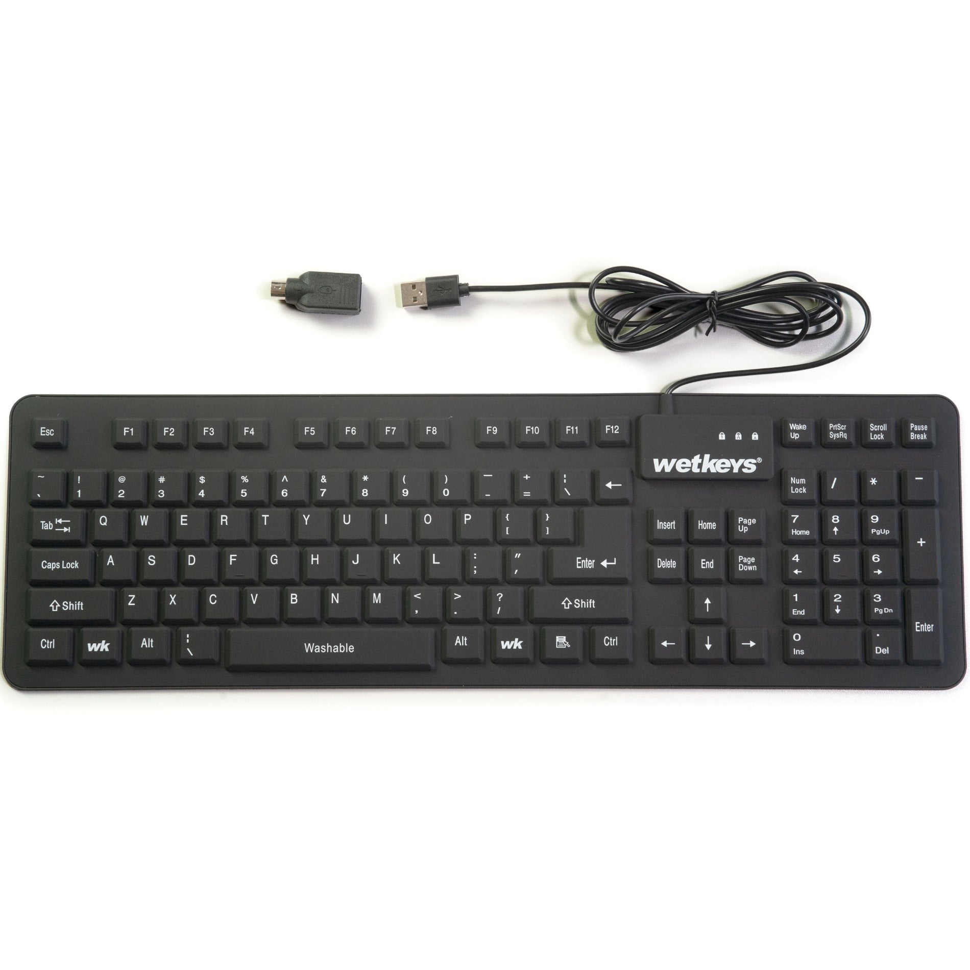 WetKeys Washable Keyboards KBWKFC106-BK Waterproof "Soft-touch Comfort" Professional-grade Keyboard, USB Black