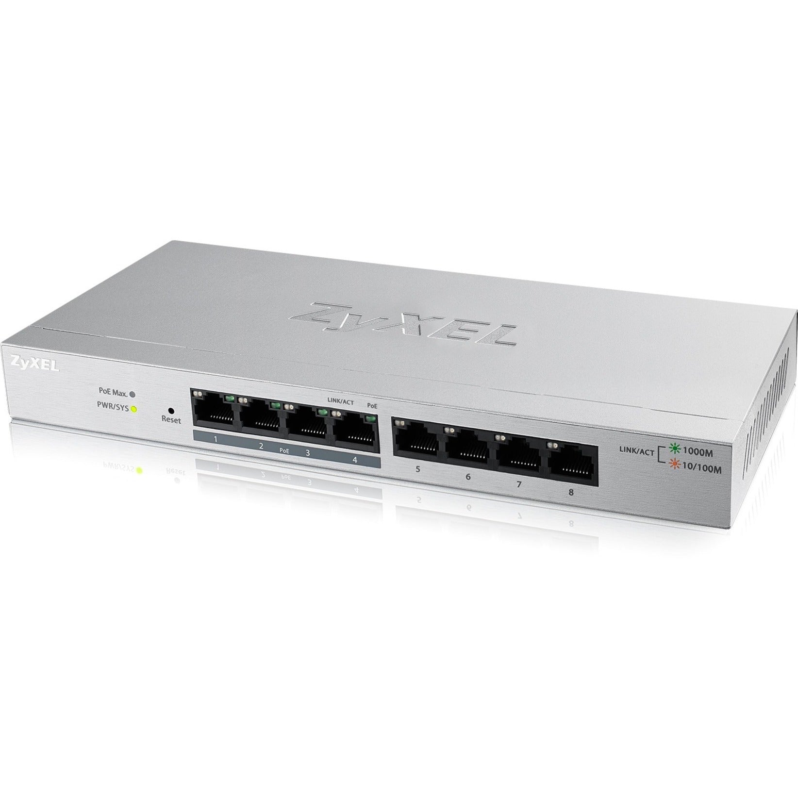 ZYXEL GS1200-8HP 8-Port GbE Web Managed PoE Switch, Gigabit Ethernet Network, Environmentally Friendly