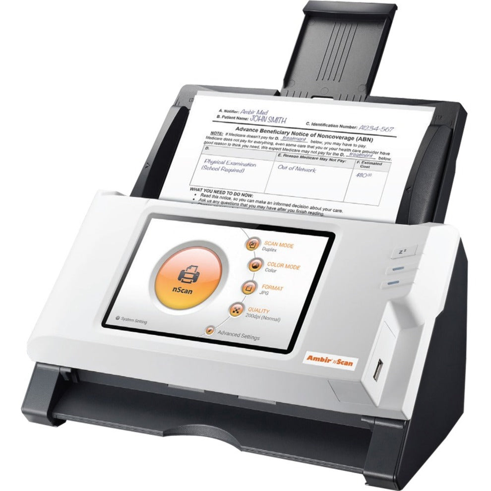 Ambir NS915I nScan 915i Network Attached Document Scanner, Color, 600 dpi, 50 Sheet ADF Capacity