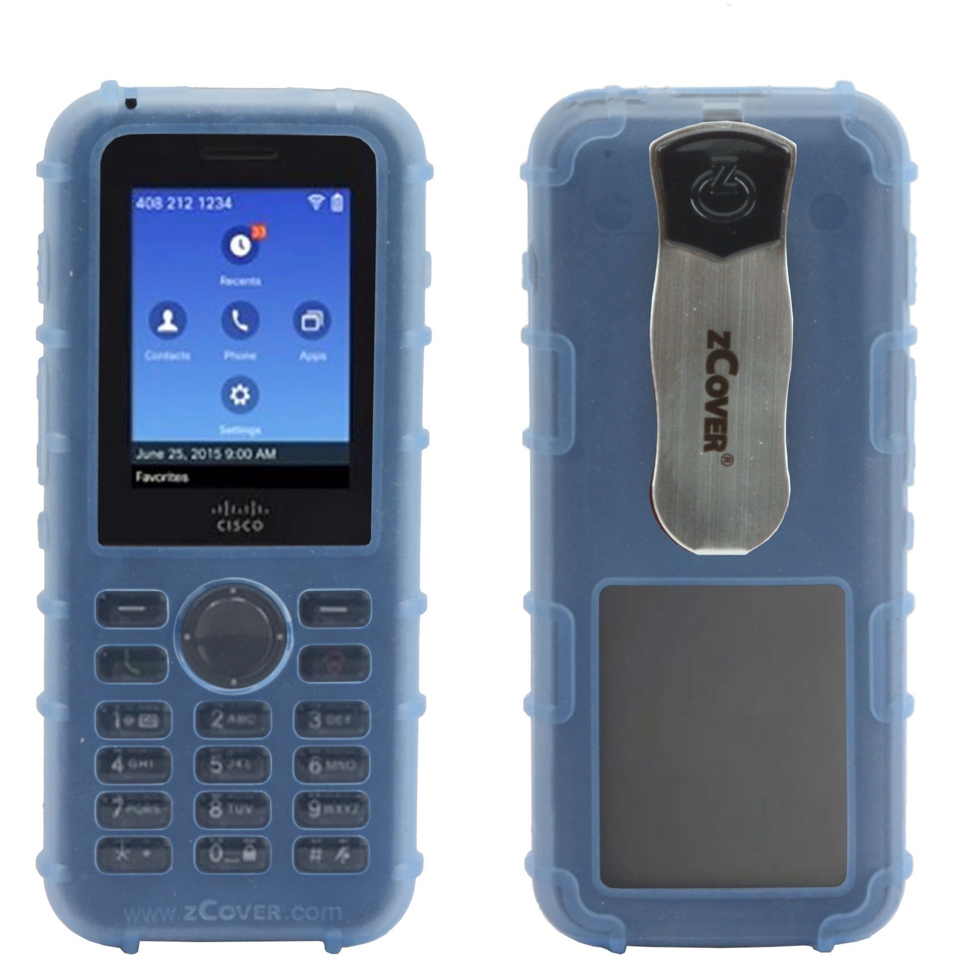 zCover CI821HJL Dock-in-Case Cisco 8821/8821-EX IP Phone Case, Blue Silicone Case with Metal Clip [Discontinued]