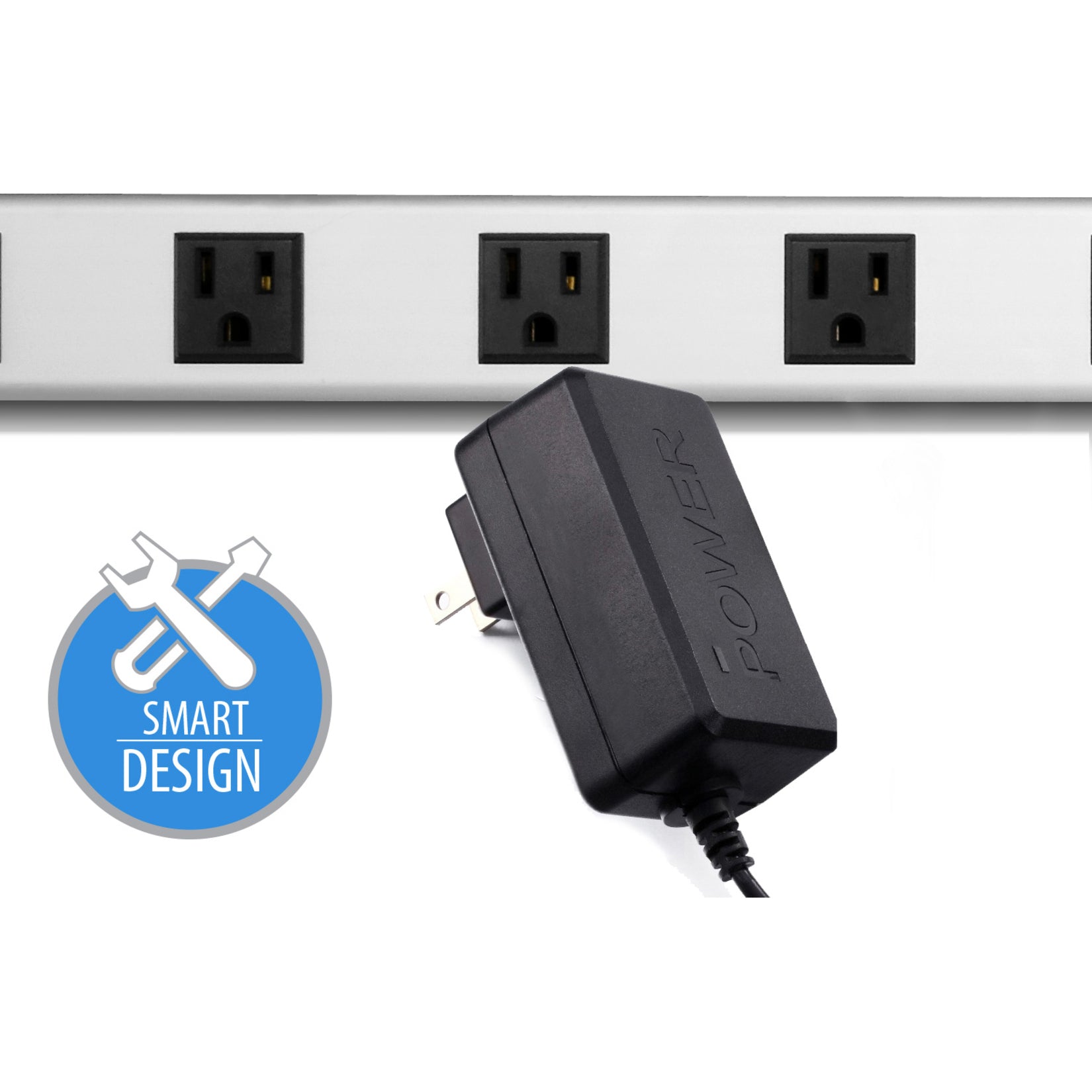 V7 PWS2308-1N 8-Outlet Horizontal Industrial Metal Power Strip 125V, 15A, 12-ft. Cord