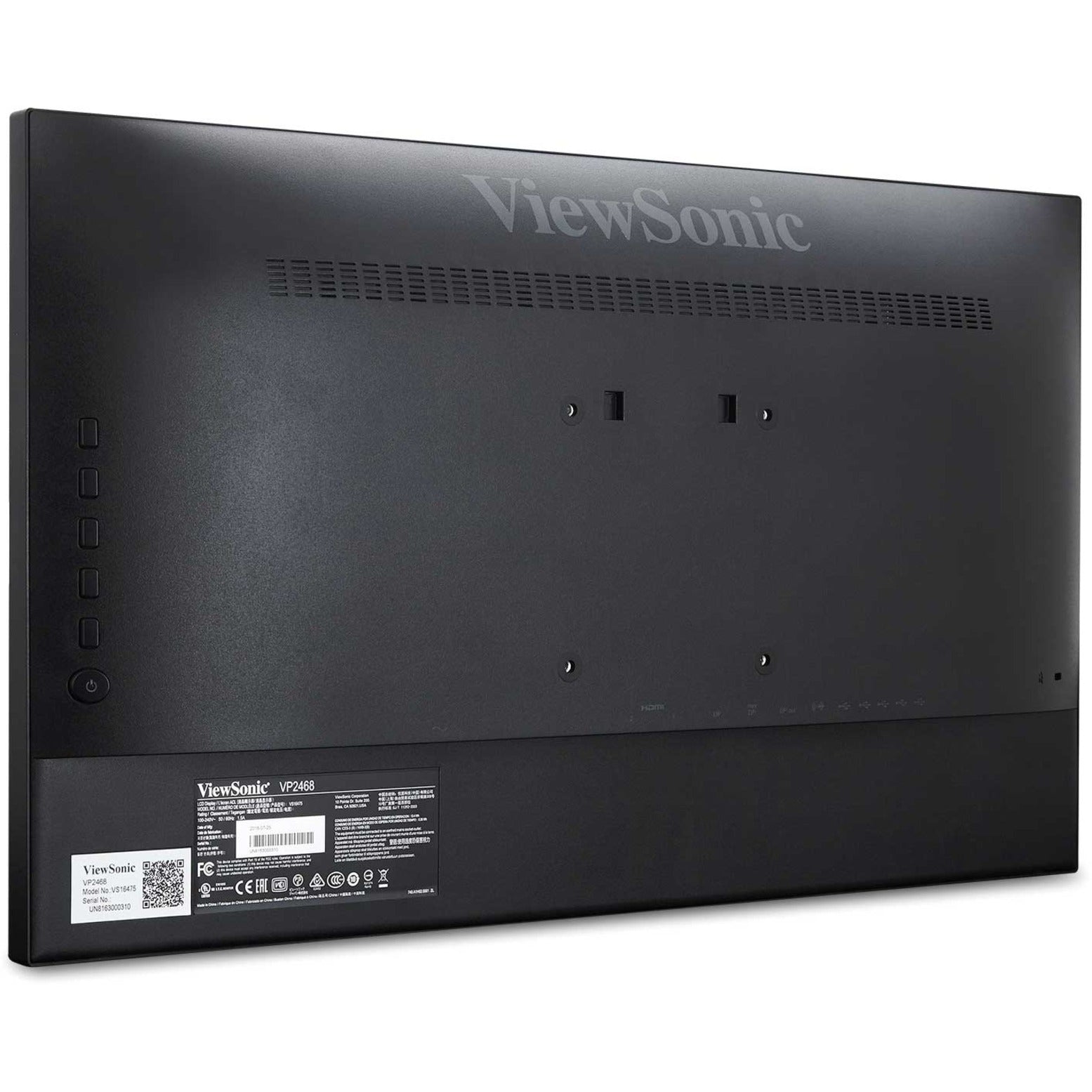 ViewSonic VP2468_H2 Widescreen LCD Monitor, Dual Head-Only, 24" Full HD, Frameless, 2 Speakers, USB Hub