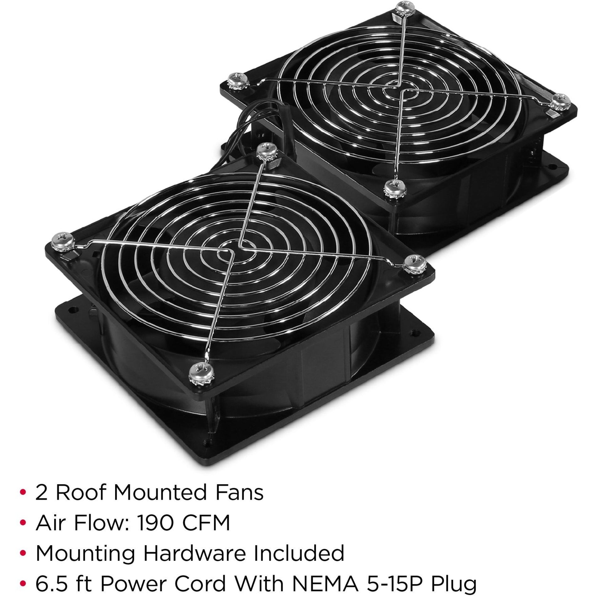 CyberPower CRA11002 Carbon Fan Tray Rack Accessories, 2 Fans, 190 CFM