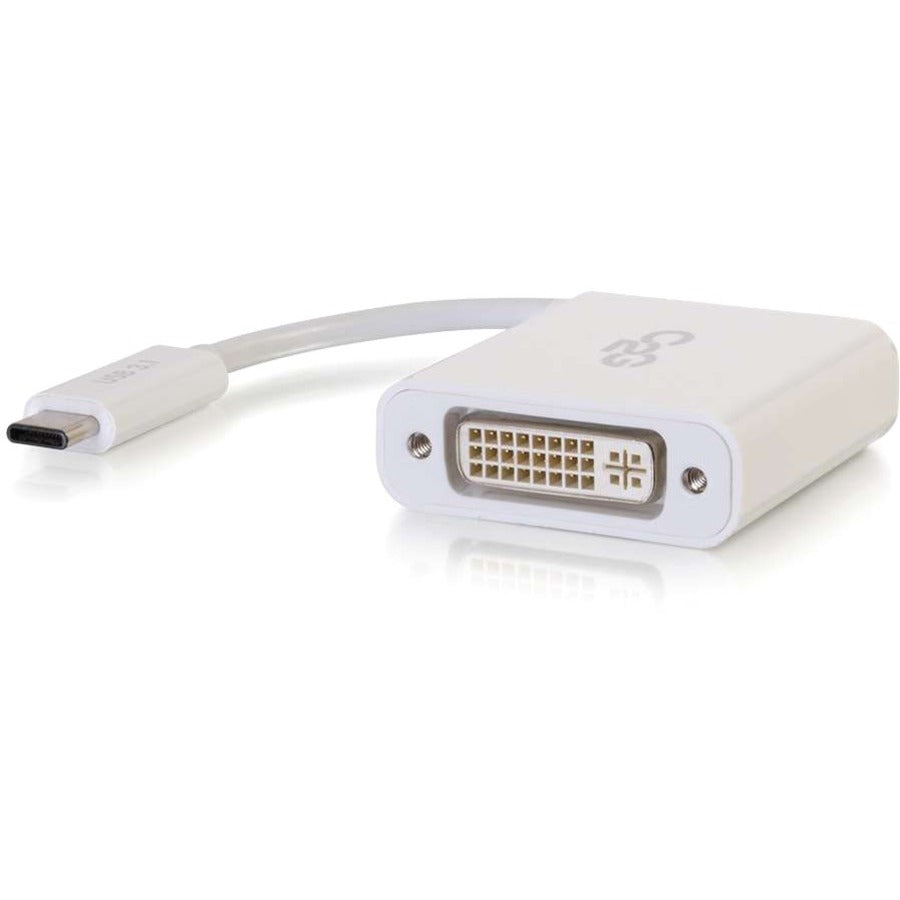 C2G 29484 USB-C To DVI-D Video Adapter Converter - White, Connect USB-C to DVI-D Displays Effortlessly