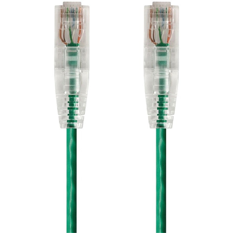 Monoprice 15208 SlimRun Cat6 28AWG UTP Ethernet Network Cable, 7ft Green, Flexible, Snagless