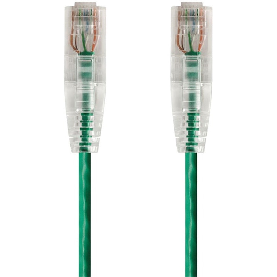 Monoprice 14795 SlimRun Cat6 28AWG UTP Ethernet Network Cable, 1ft Green, Flexible, Snagless