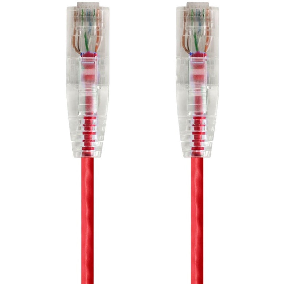 Monoprice 14785 SlimRun Cat6 28AWG UTP Ethernet Network Cable, 0.5ft Red, Flexible, Snagless