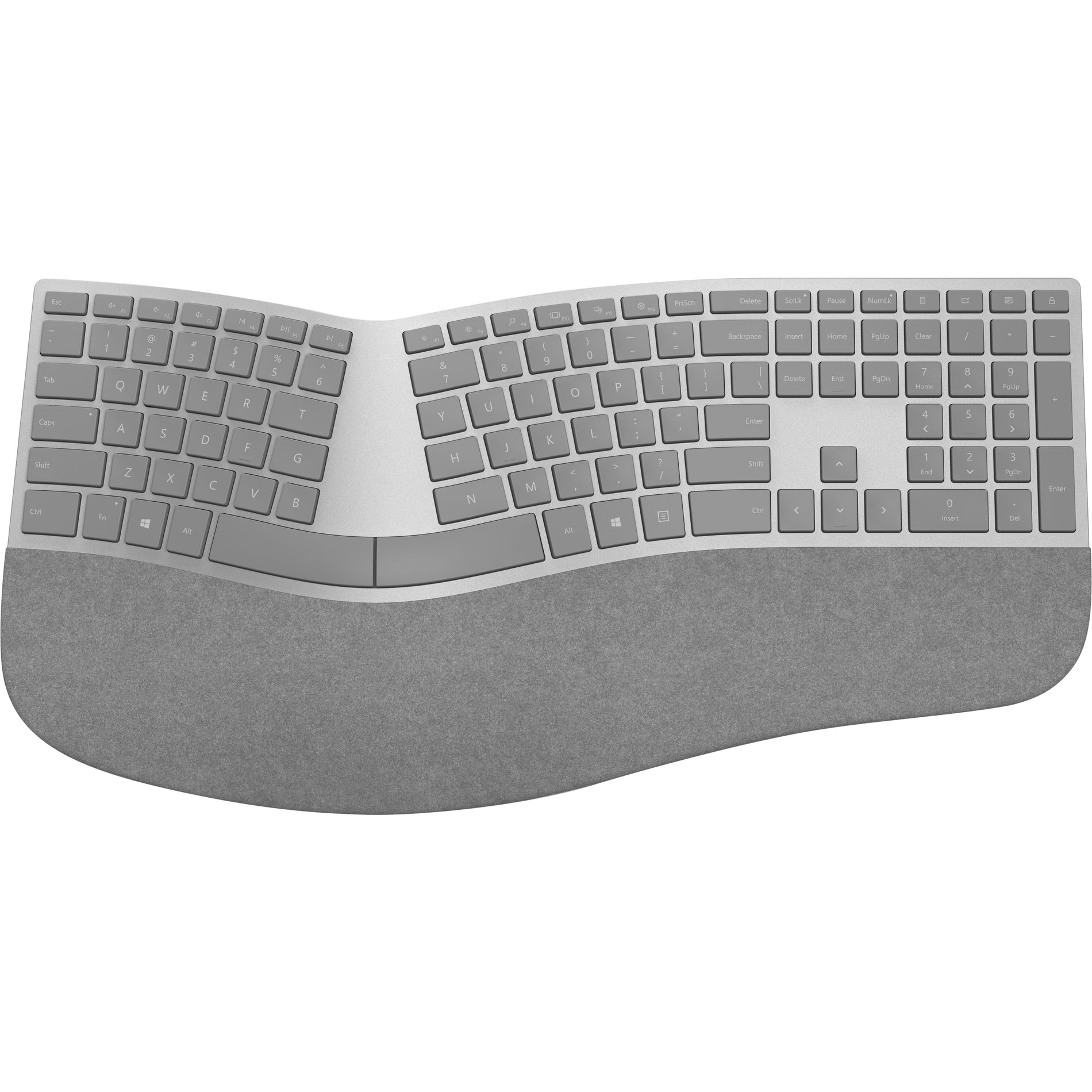 Microsoft 3SQ-00008 Surface Ergonomic Keyboard, Bluetooth Wireless Gray, QWERTY Keys Layout