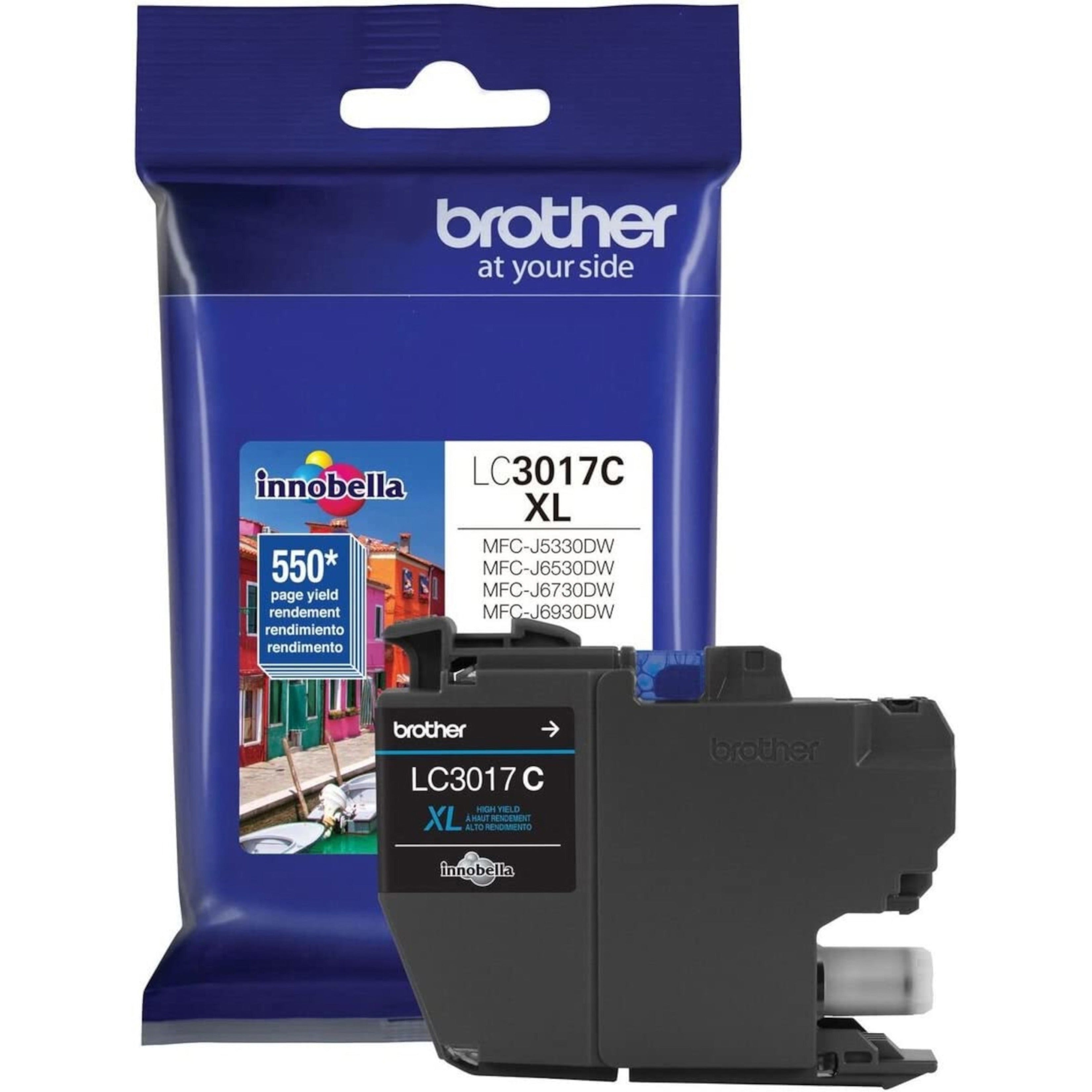 Brother LC3017C Innobella High Yield Ink Cartridge, Cyan - 550 Pages