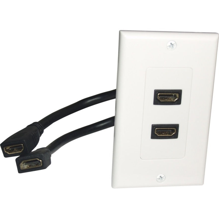 Comprehensive WP-HM2PT HDMI Wallplate 2 Port Pigtail, Flush Mount, White, RoHS Certified