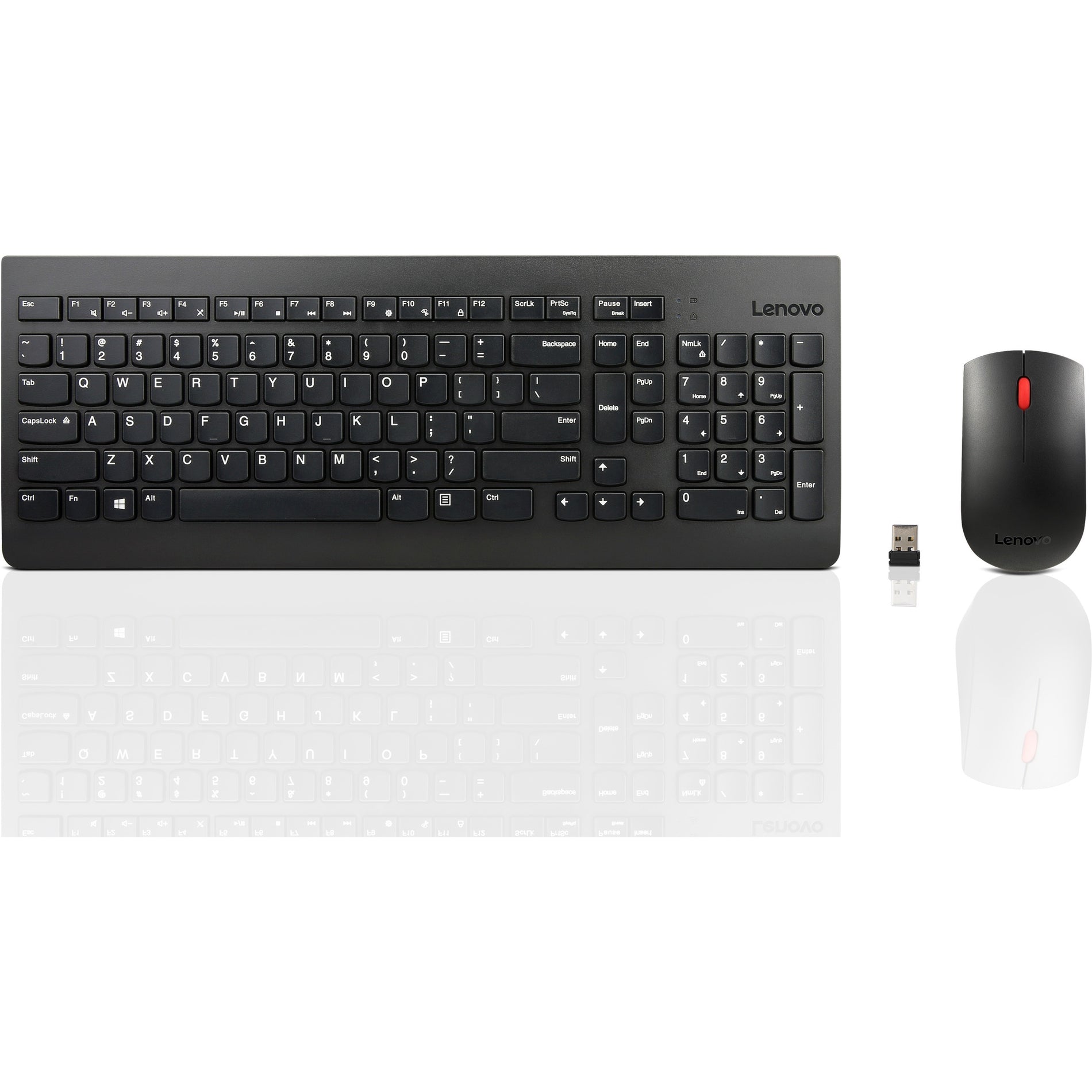 Lenovo 4X30M39458 Essential Wireless Combo Keyboard & Mouse, Spill Resistant, Adjustable Tilt, 2.4 GHz RF, Black